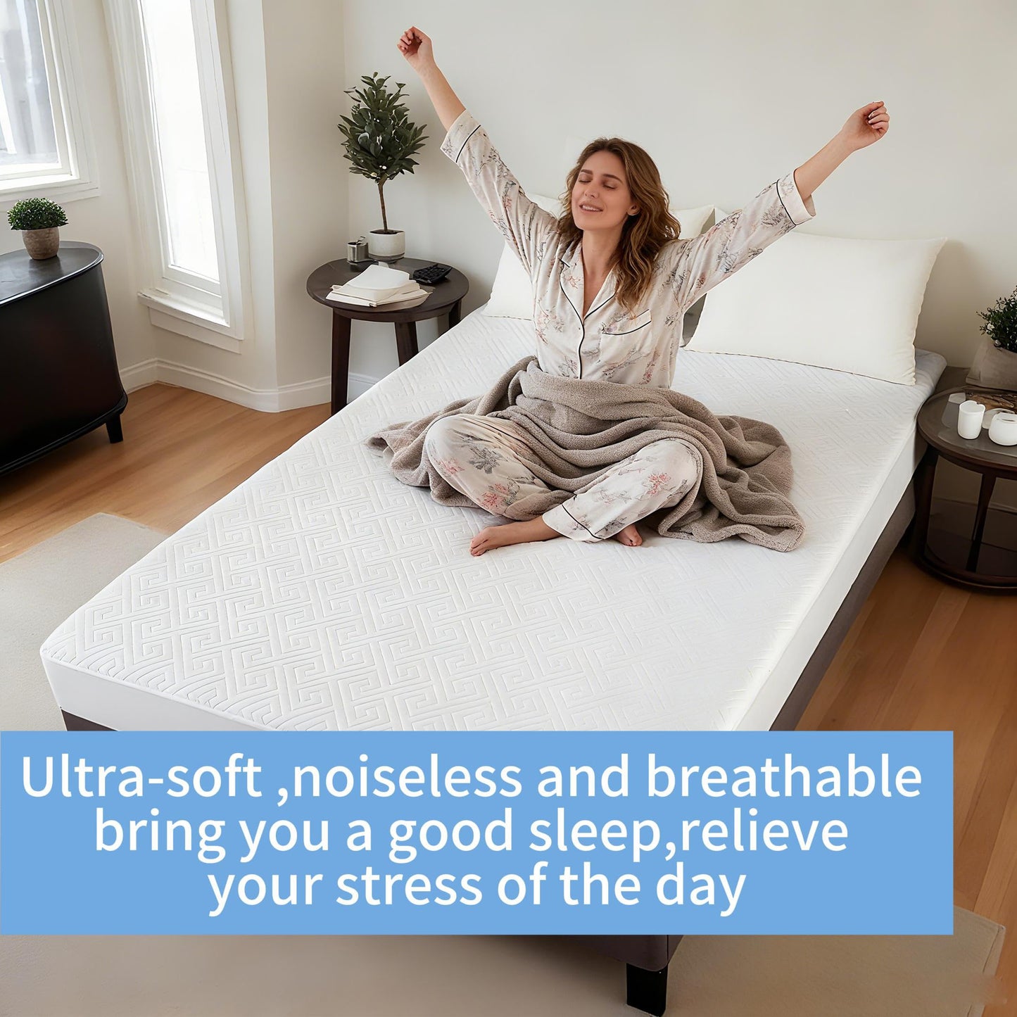 Waterproof Mattress Protector Full Size,Quilted Bed Mattress Cover 325GSM,6"-18''Deep Pocket Fitted Sheet,Ultra-Soft Breathable Noiseless Mattress Pad Cover,Machine Washable Full Mattress Protector