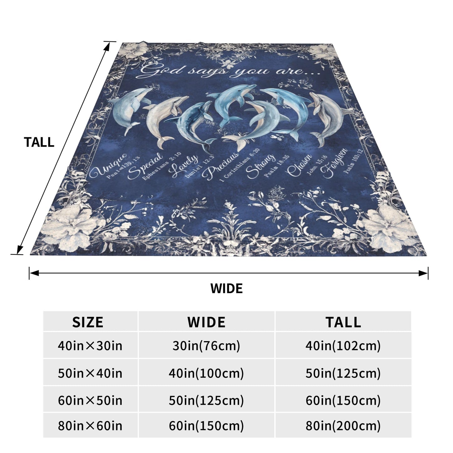 Dolphin Throw Blanket God Says You are Soft Warm Cozy Christian Scripture Dolphins Blankets Religious Bible Verse Fuzzy Plush Fleece Dolphin Blanket Nautical Ocean Gifts for Home Decor 40''X50''