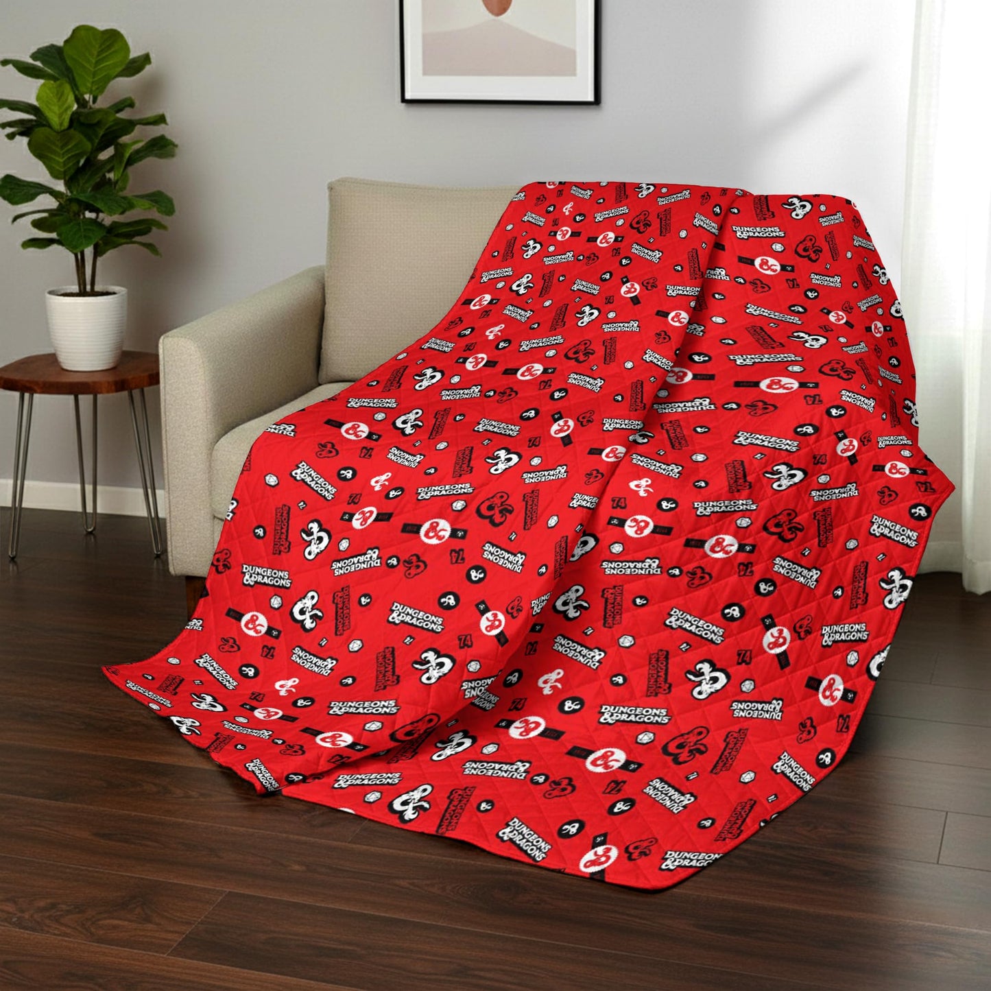 Northwest Dungeons & Dragons Roll for Initiative Twin Quilted Blanket, Comfy Throw, Soft Lightweight Bedding for Bed, or Couch, 60 x 90 inches