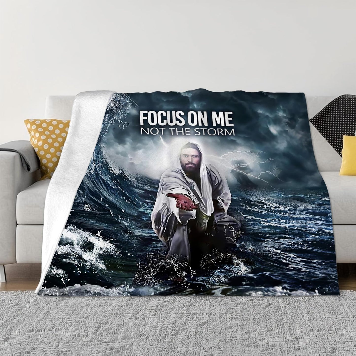 Tijuboni Christian Jesus Throw Blanket Religious Faith Gifts for Women Men Girls Boys Kids Adults Soft Flannel Fleece Blanket for Couch Sofa Bed Home Decor 40"x50"