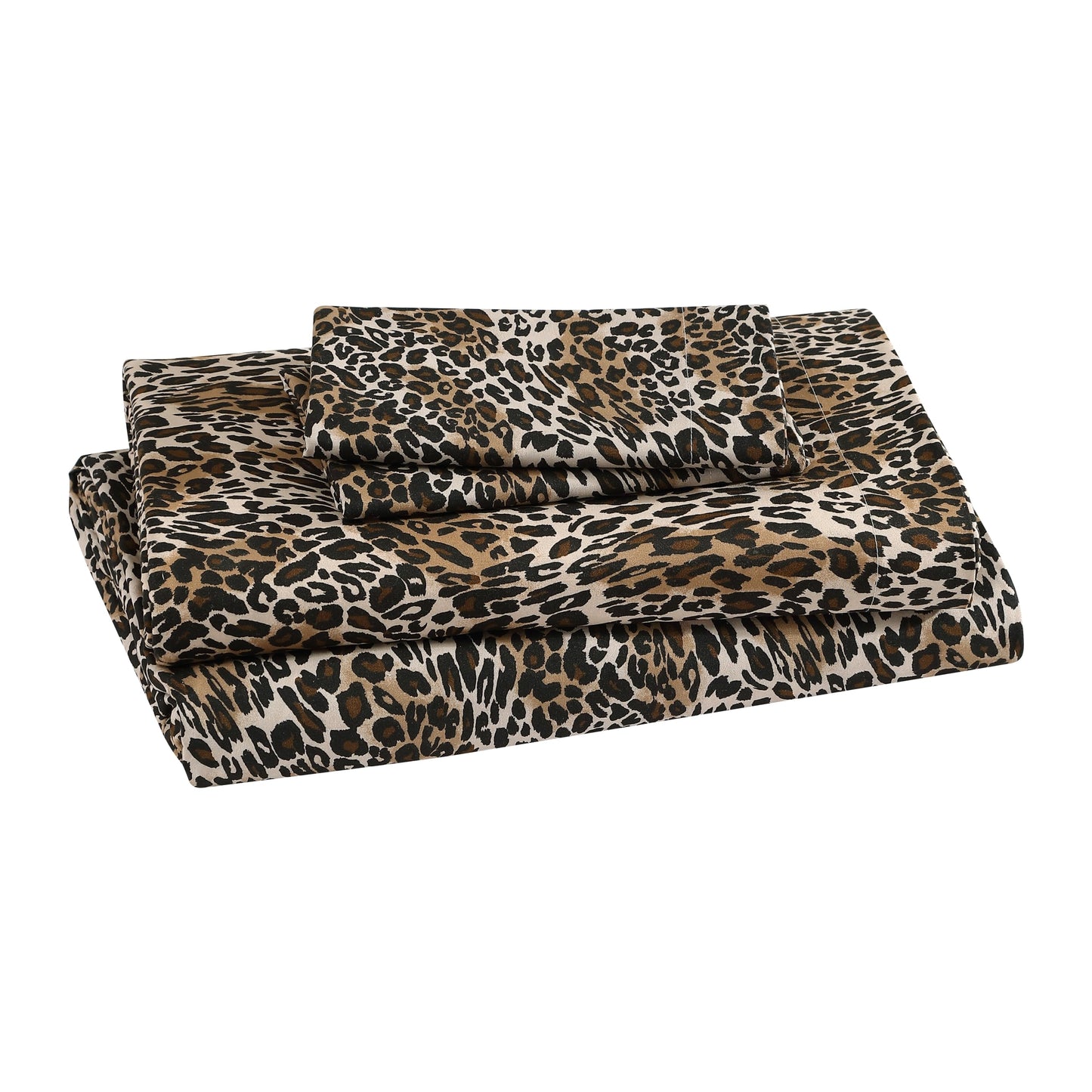 Beatrice Home Fashions Printed Microfiber Sheet Set, Soft Comfortable Easy Care, Includes 1 Fitted Sheet with 12" Deep Pockets, 1 Flat Sheet, Pillowcase, Full, Zara Leopard