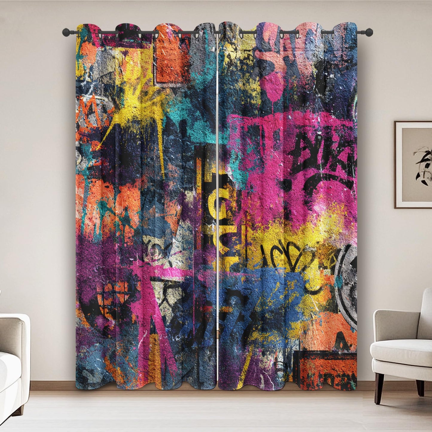 Graffiti Wall Curtains Colorful Graffiti