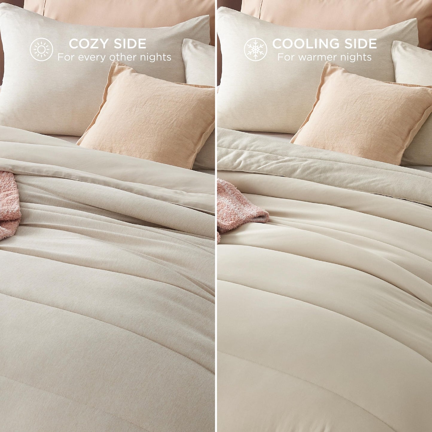 Bedsure California King Comforter Set - Cooling and Warm Bed Set, Linen Reversible Bedding for All Season, 3 Pieces, 1 California King Size Comforter (104"x96") and 2 Pillow Cases (20"x36")