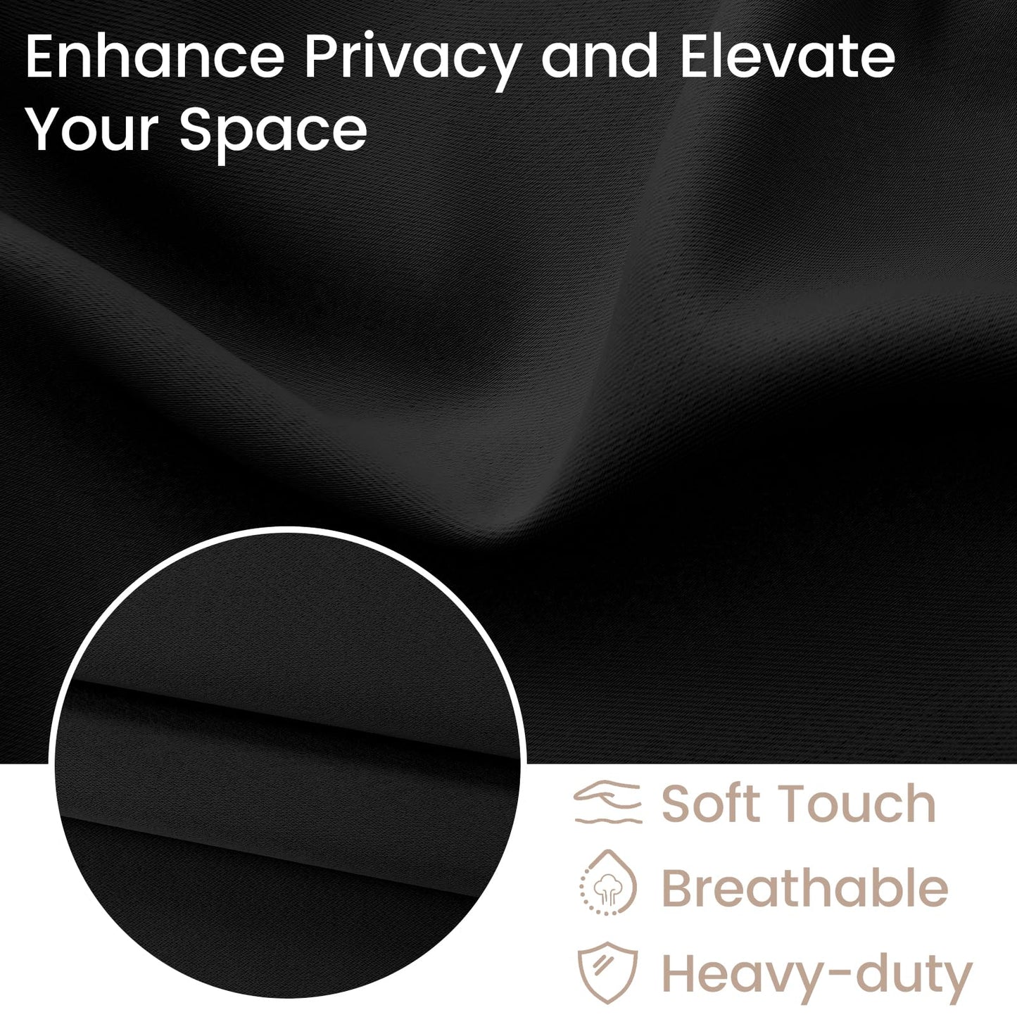 Vatge Small Door Window Curtains Privacy Thermal Insulated Blackout Window Coverings for Front Glass Door Tie Up Shade for Home Office, 1 Panel, W26 x L20, Black