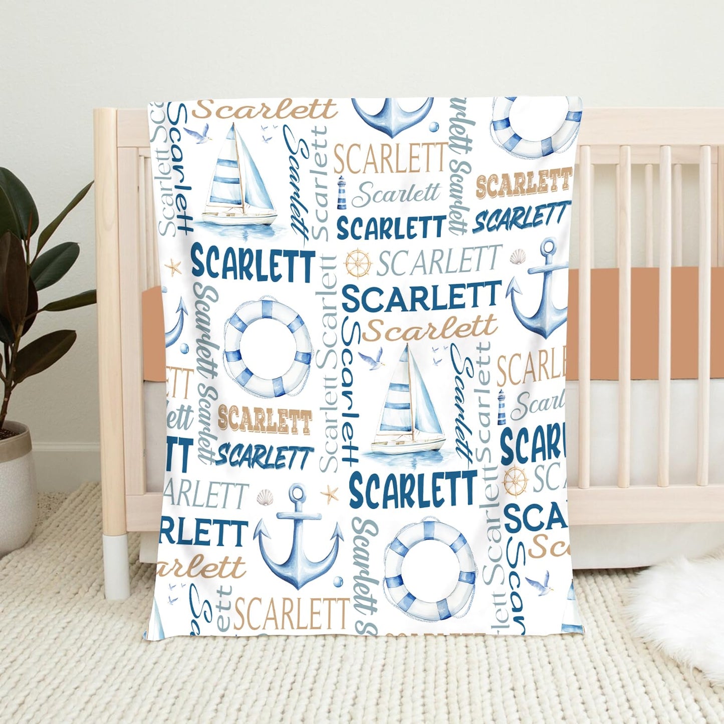PUREFLY Personalized Baby Blanket- Custom Baby Blanket with Name for Girls and Boys, Super Soft Plush Fleece, Personalized Baby Gifts, Customized Name Blanket for Newborn