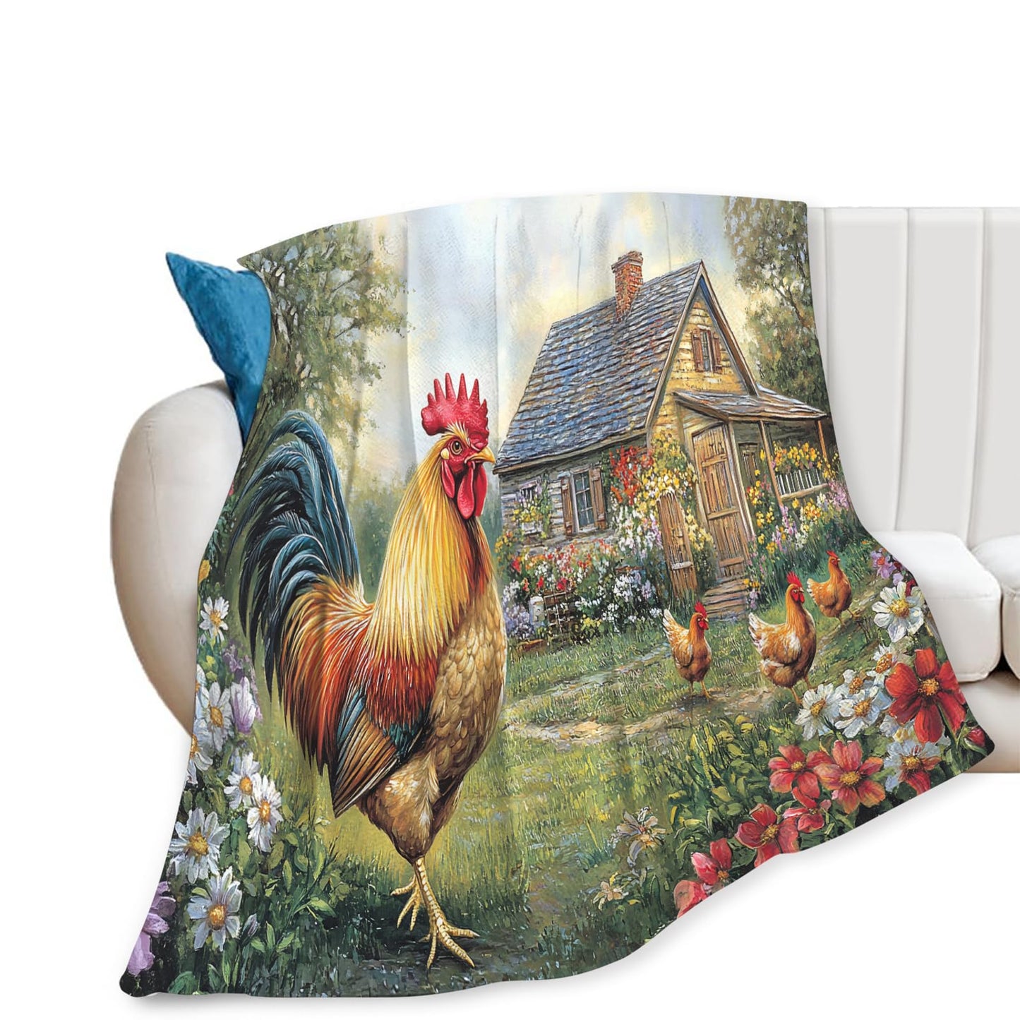 Tijuboni Rooster Chicken Throw Blanket Rooster Gifts for Girls Boys Women Men Kids Adults Soft Flannel Fleece Blanket for Couch Sofa Bed Home Decor 40"x50"