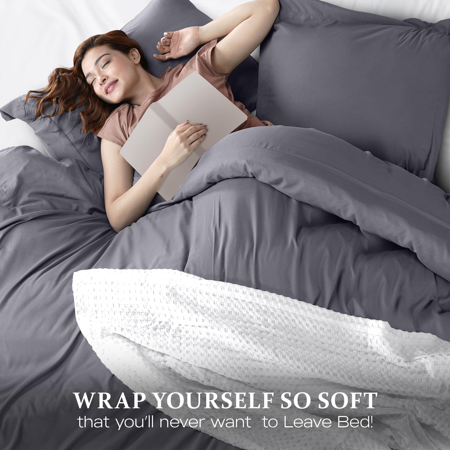 Utopia Bedding Duvet Cover Queen Size - 3 Piece with Zipper Closure - 1 Comforter Cover 90X90 Inches & 2 Pillow Shams 20X26 Inches (Grey) Comforter Not Included