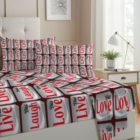 Allenjoy Full Size Light Beverage Fitted Sheet Soft Drink Bed Flat Sheets Bedding Set Deep Pockets Up to 16" Bedroom Decor with 2 Pillowcases SC00133-009