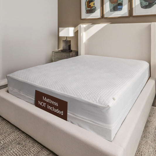 23 Threads X162 Series Soft Plush Waterproof Noiseless Mattress-Encasement, Zippered Protector Cover, Washable, with Ctrl+Z Technology, Mattress Not Included, 15 Inch Deep, Queen