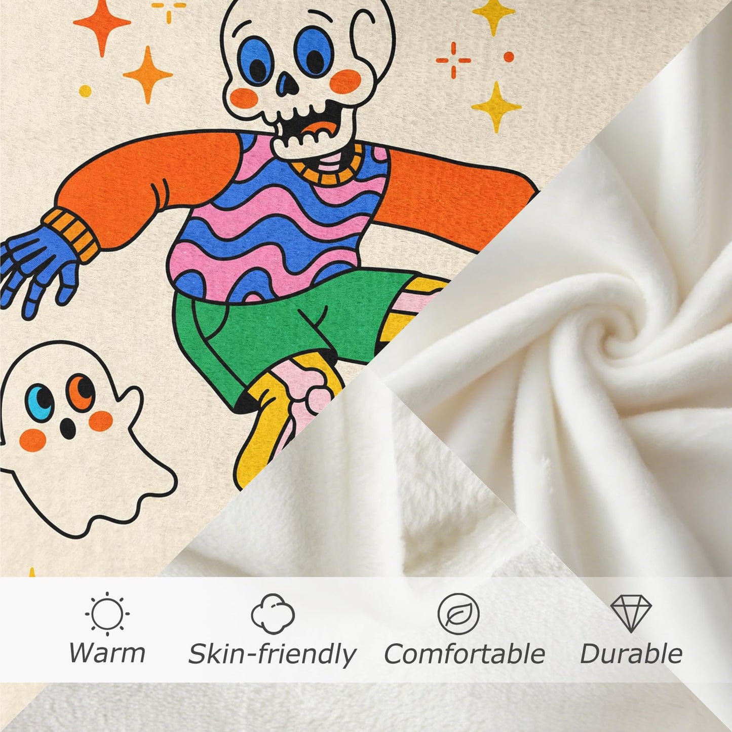 GEDAEUBA Skeleton Blanket Cute - Funny Halloween Fleece Blanket Throw, Soft Cozy Blankets & Throws for Couch, Bed, and Sofa, 50x60 inches