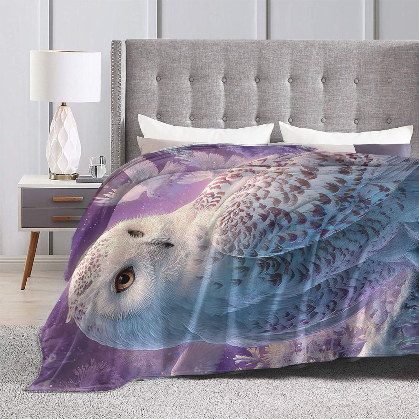 Owl Blanket Inspiring Owls Animal Blankets Fleece Plush Flannel Super Soft Cozy Fuzzy Warm Lightweight Stuff Owl Decor Gifts for Boys Girls Kids Adults Men Women 40" x 50"