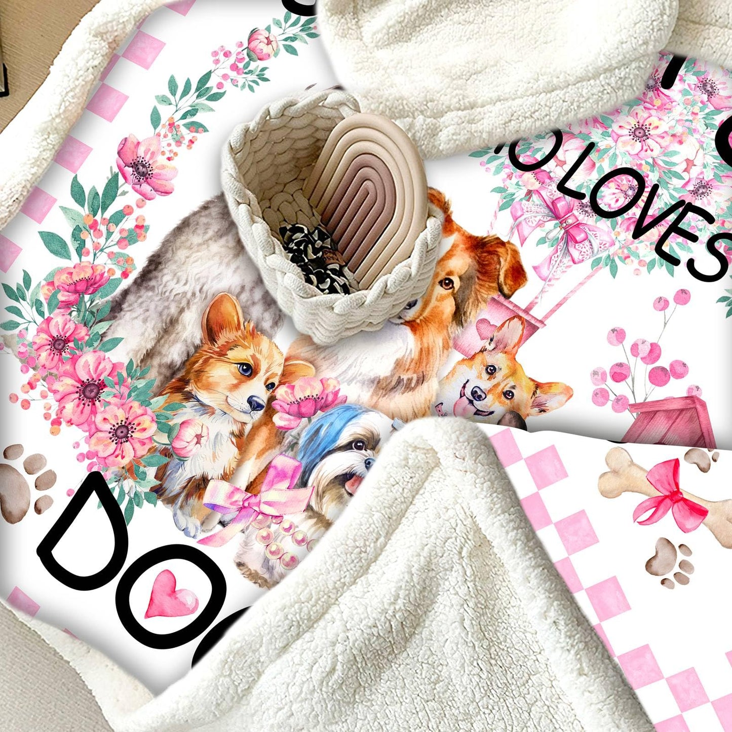 Dog Blanket Gifts for Girls Dogs Lover Sherpa Throws Blankets for Sofa 50x60