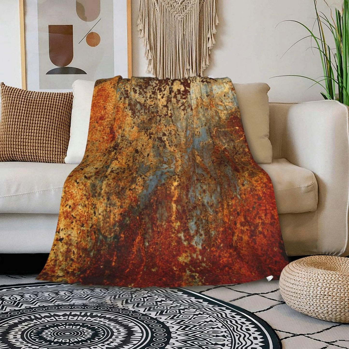 HGOD DESIGNS Brown Rust Colorful Metal Rusty Steel Iron Structure Blanket Throw Blanket Soft Comfortable for Sofa Chair Bed Office 40" x50