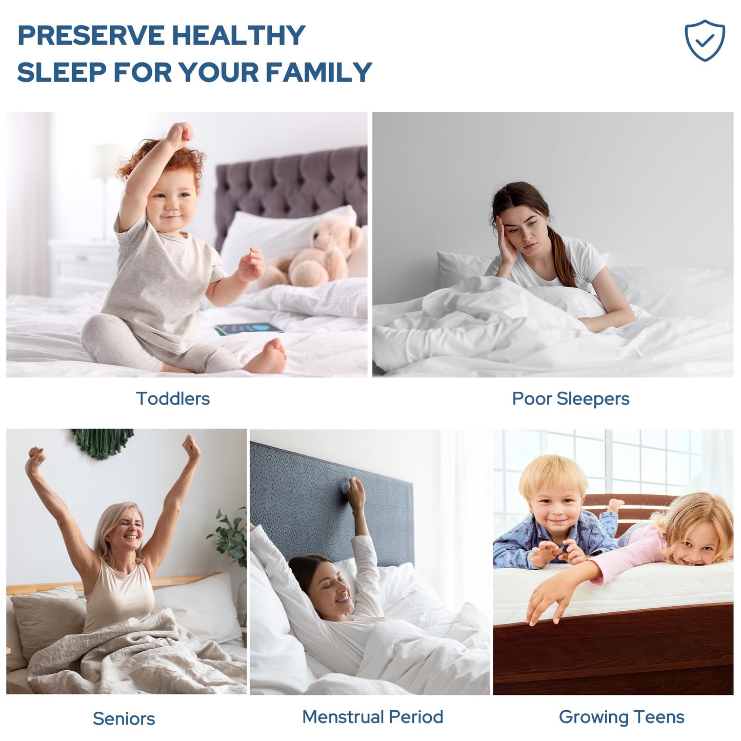 BEDLORE Waterproof Mattress Protector, Full Size Noiseless Mattress Pad with Deep Pocket 6"-15" Depth, Soft Breathable Bed Mattress Cover Washable for Home, Bedroom, Hotel (Navy Blue)