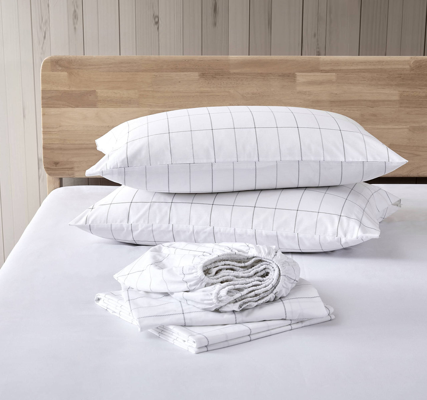 Eddie Bauer - Twin Sheet Set, Cotton Percale Bed Sheets, Crisp & Cool, Ideal Dorm Essentials (Northern Plaid Grey, Twin)