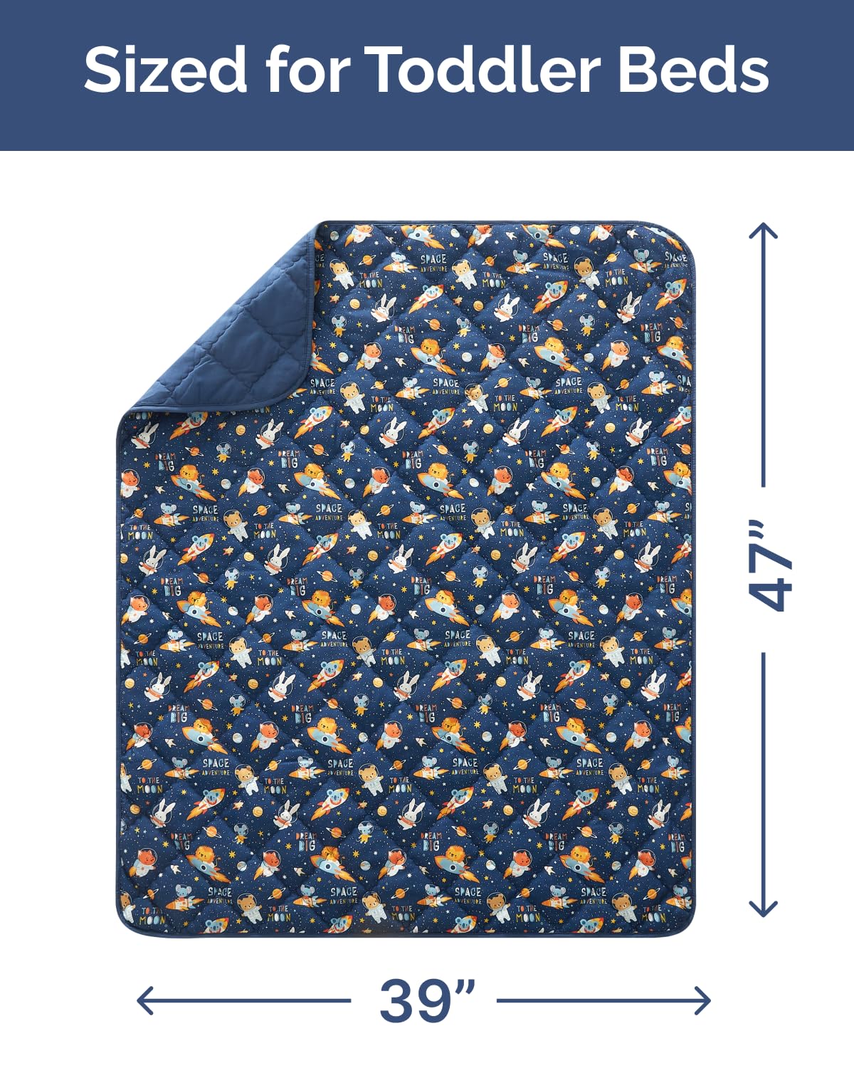 Space Toddler Comforter - Down Alternative Toddler Microfiber Comforter - Lightweight & Warm Baby Quilt Blanket - Soft & Breathable - Kids Duvet Insert for Crib & Stroller - Machine Washable - 39x47