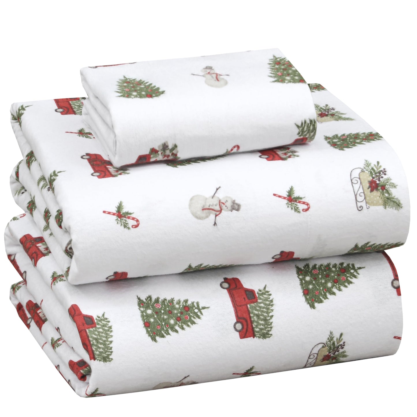 RUVANTI Flannel Sheets Queen Size - 100% Cotton Double Brushed Bed Sheets, Deep Pockets 16 Inches Queen Sheet Set, All Seasons Breathable & Extra Soft - Warm & Cozy, 4 Piece, Holiday Haul
