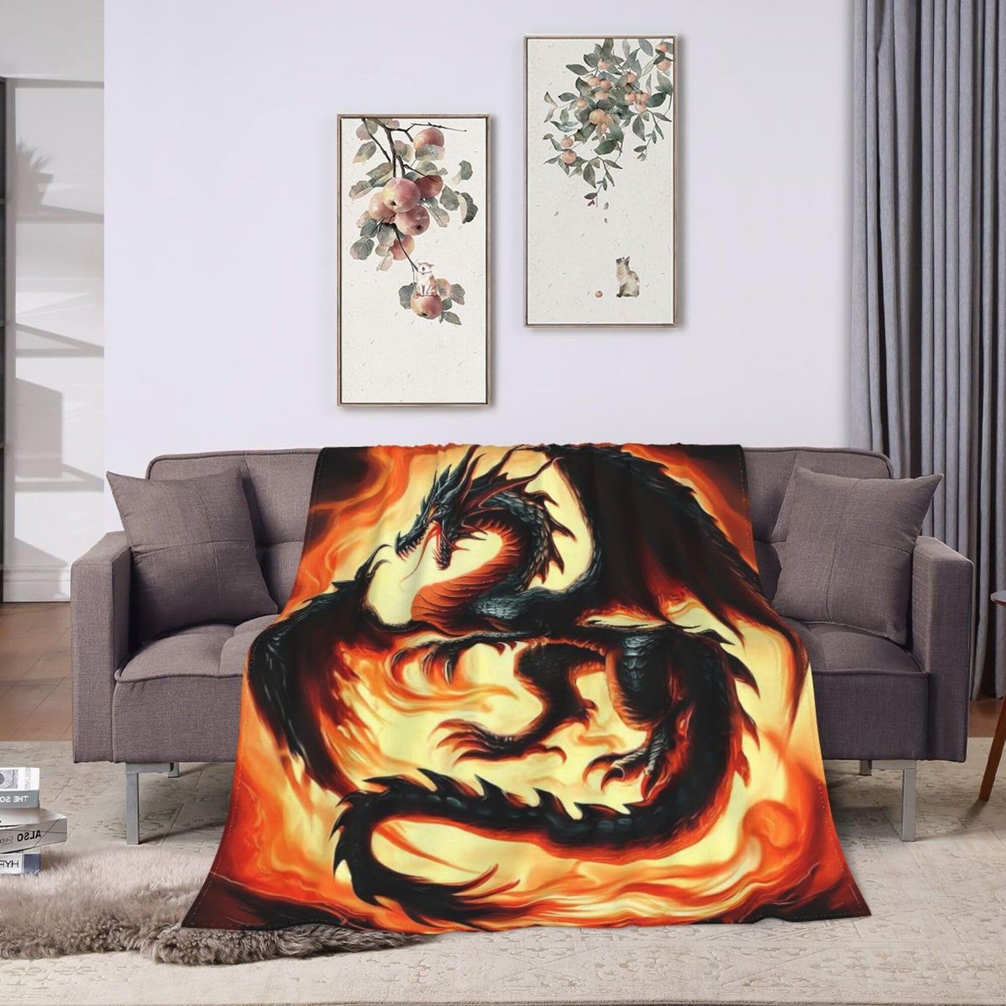 Red Dragon Blanket Dragon Fleece Throw Blanket Super Soft Fuzzy Plush Cozy Warm Dragons Decor Stuffed Bedding Blankets Gift for Boys, Girls Men Women Kids & Adult 50"x40"