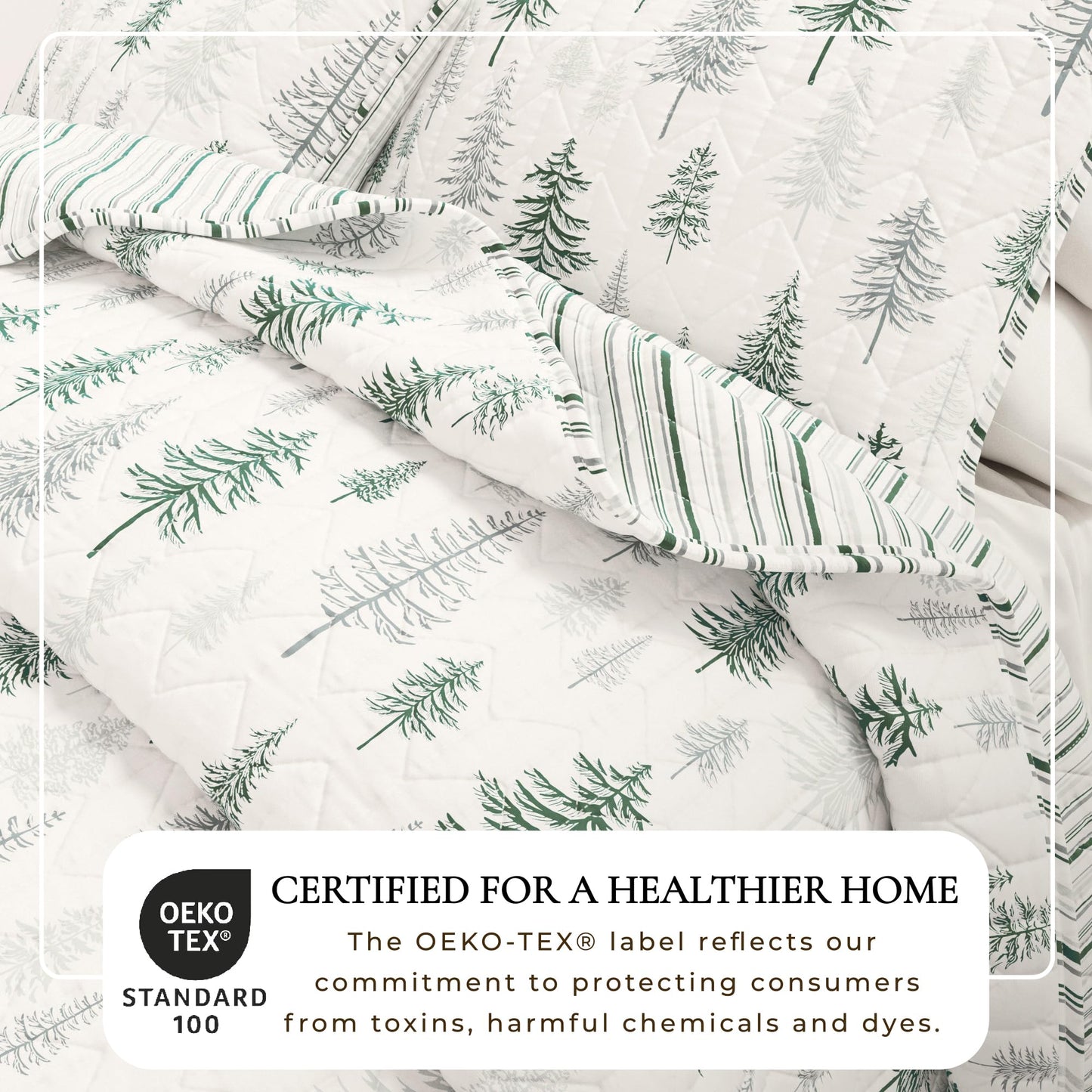 Great Bay Home Lodge Quilt Set - 3-Piece Full/Queen Size Rustic Bedding Set - Lightweight, All-Season, Reversible Bedspread (Grey/Green)