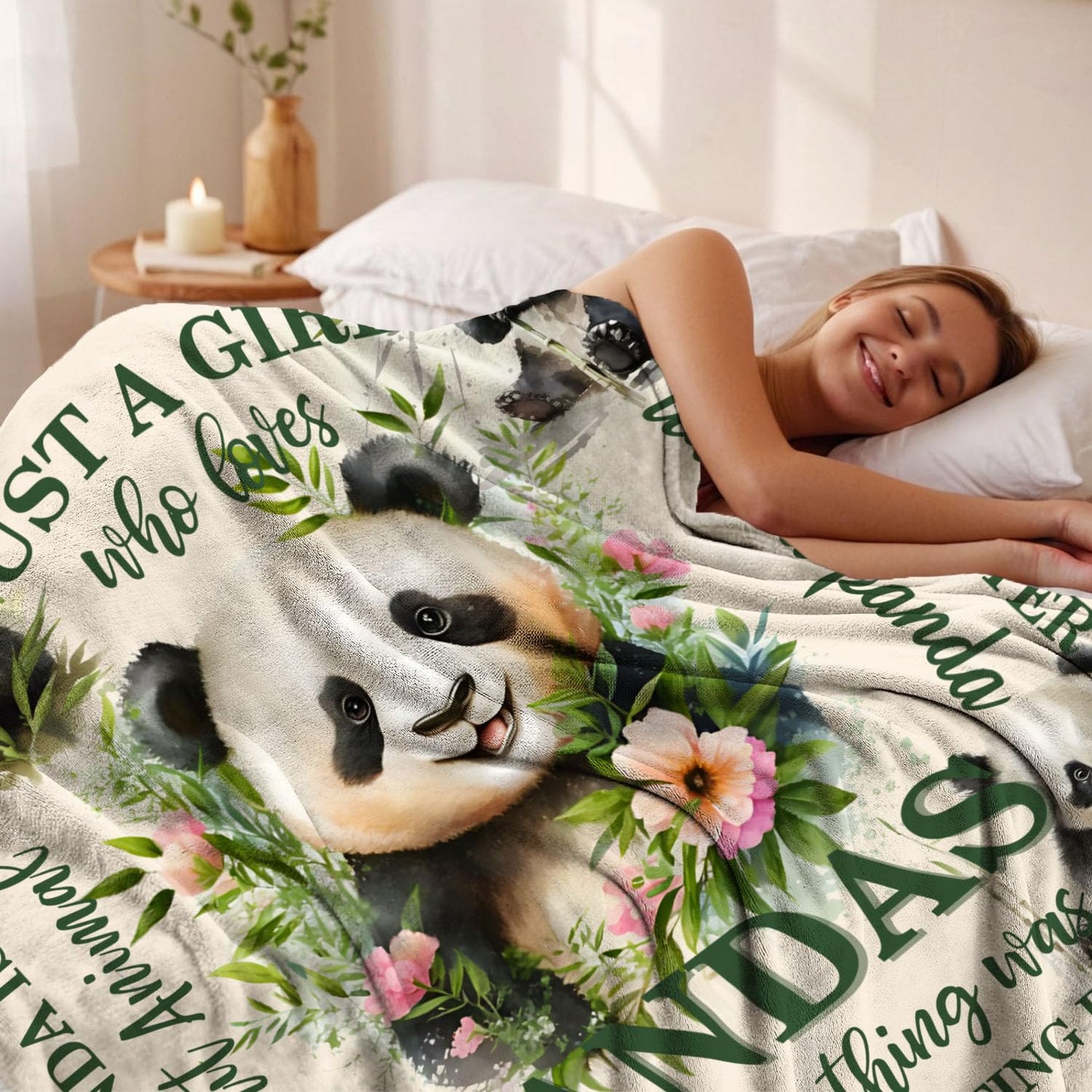Lussues Nee Panda Blanket for Panda Lover,50" x 60" Fleece Throw Blanket for Couch Sofa Bed