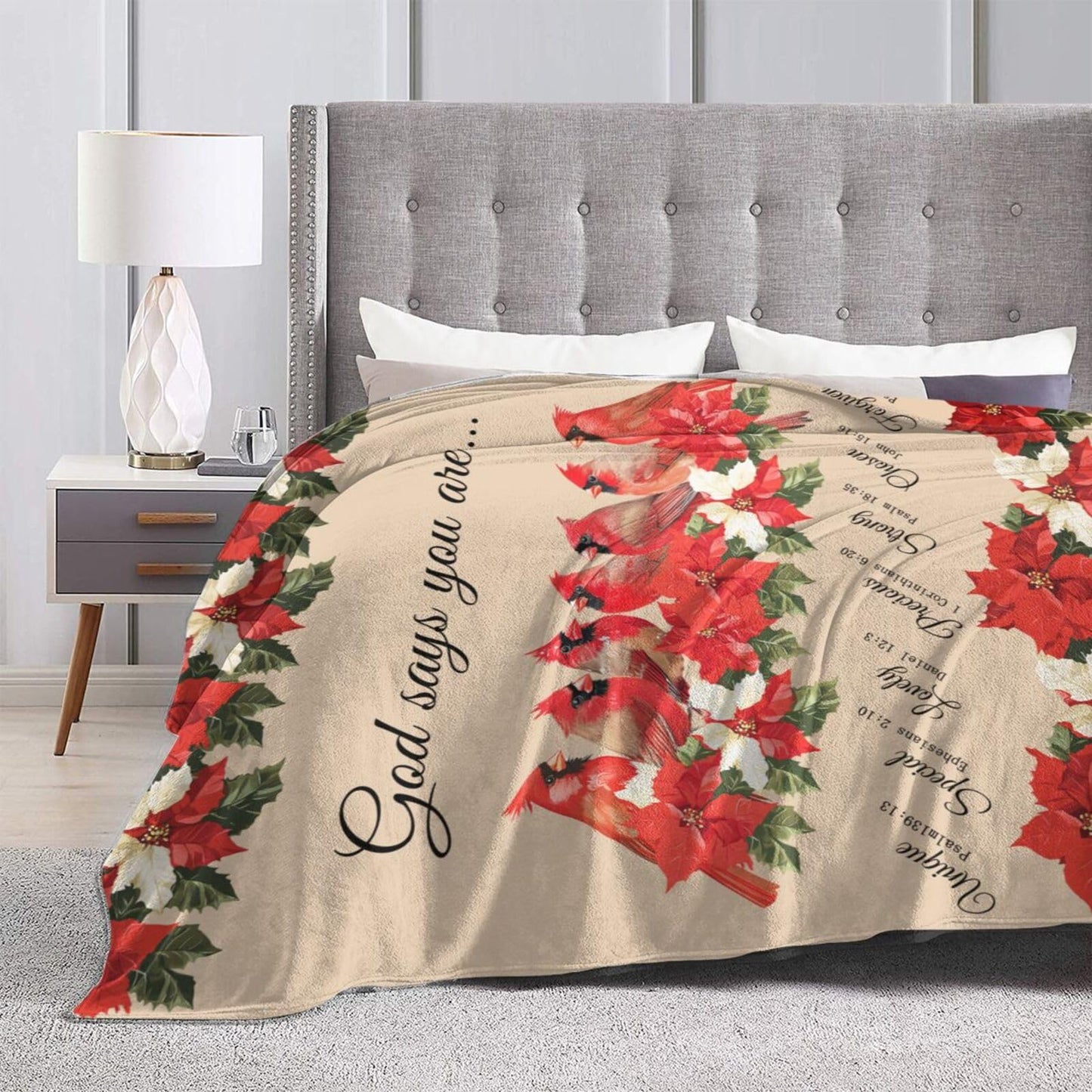Cardinal Blanket God Says You are Throw Blanket Soft Warm Cozy Fuzzy Plush Red Birds Throw Blanket Gifts for Girls Women Cardinal Fleece Flannel Gift Blankets for Kids Adults 40"X50"