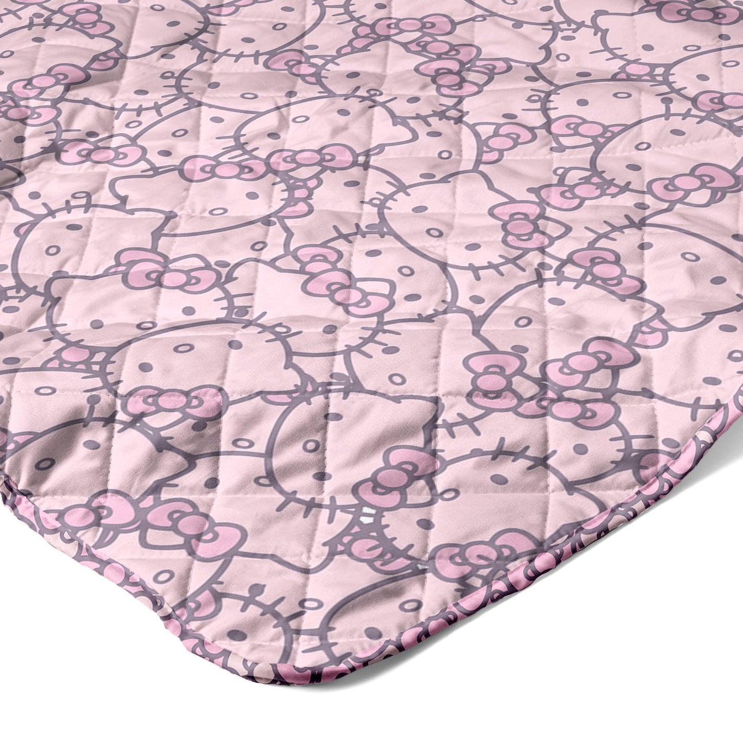 Northwest Sanrio Hello Kitty Reversible Quilted Throw, Kawaii Pink Pattern, Cozy & Warm, for Anime Fans, Game Room, Chair or Couch, 60 x 80 Inches