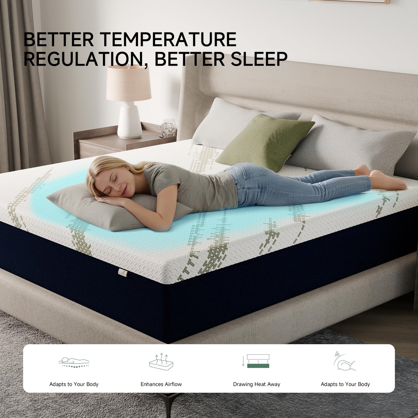 KONFEIN Twin Mattress 10-Inch for Cooler Sleep - Cooling Gel Memory Foam with Pressure Relief & Medium Firm Support, Breathable Comfort Twin Size Mattress in a Box for Kids, Adults, Guest Beds & Dorms