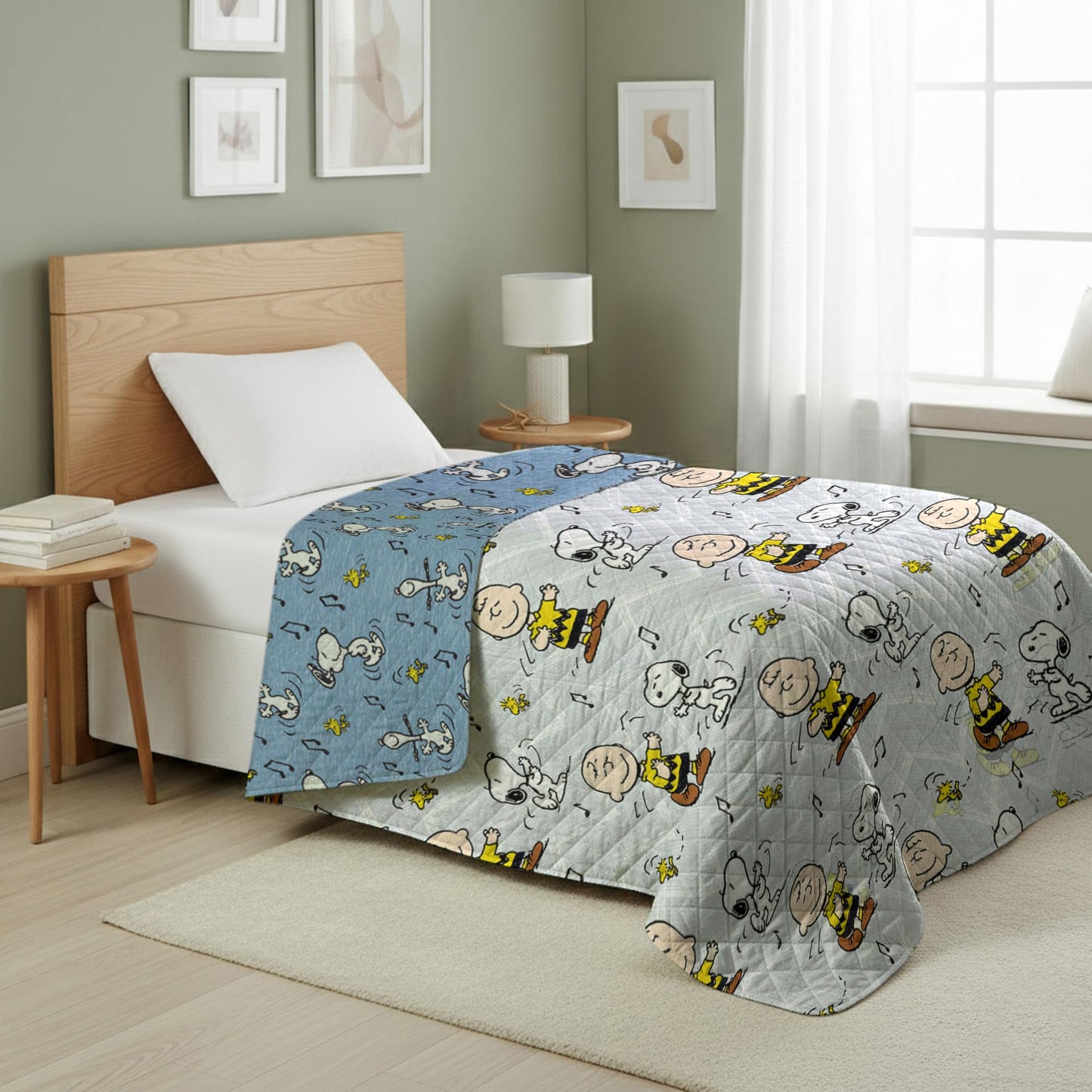 Northwest Peanuts Friends Happy Dance Quilted Throw Blanket 60x80 inches