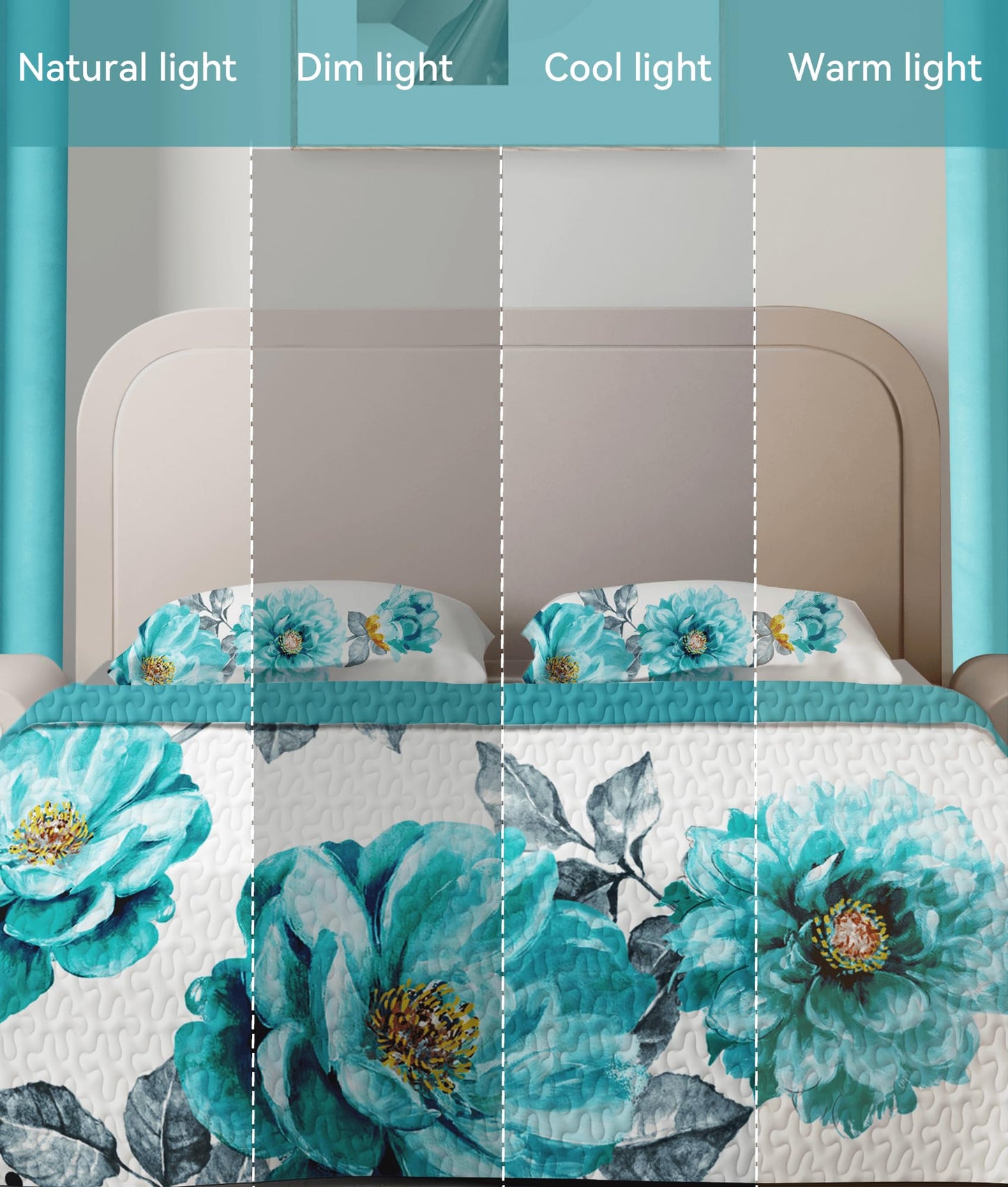 CozyCreatures Vintage Boho Mint Green King Light Comforter Set, 9-Piece Bed in a Bag with Curtains, Brushed Microfiber Bedspread Set with Matching Curtains for Master Bedroom, Machine Washable