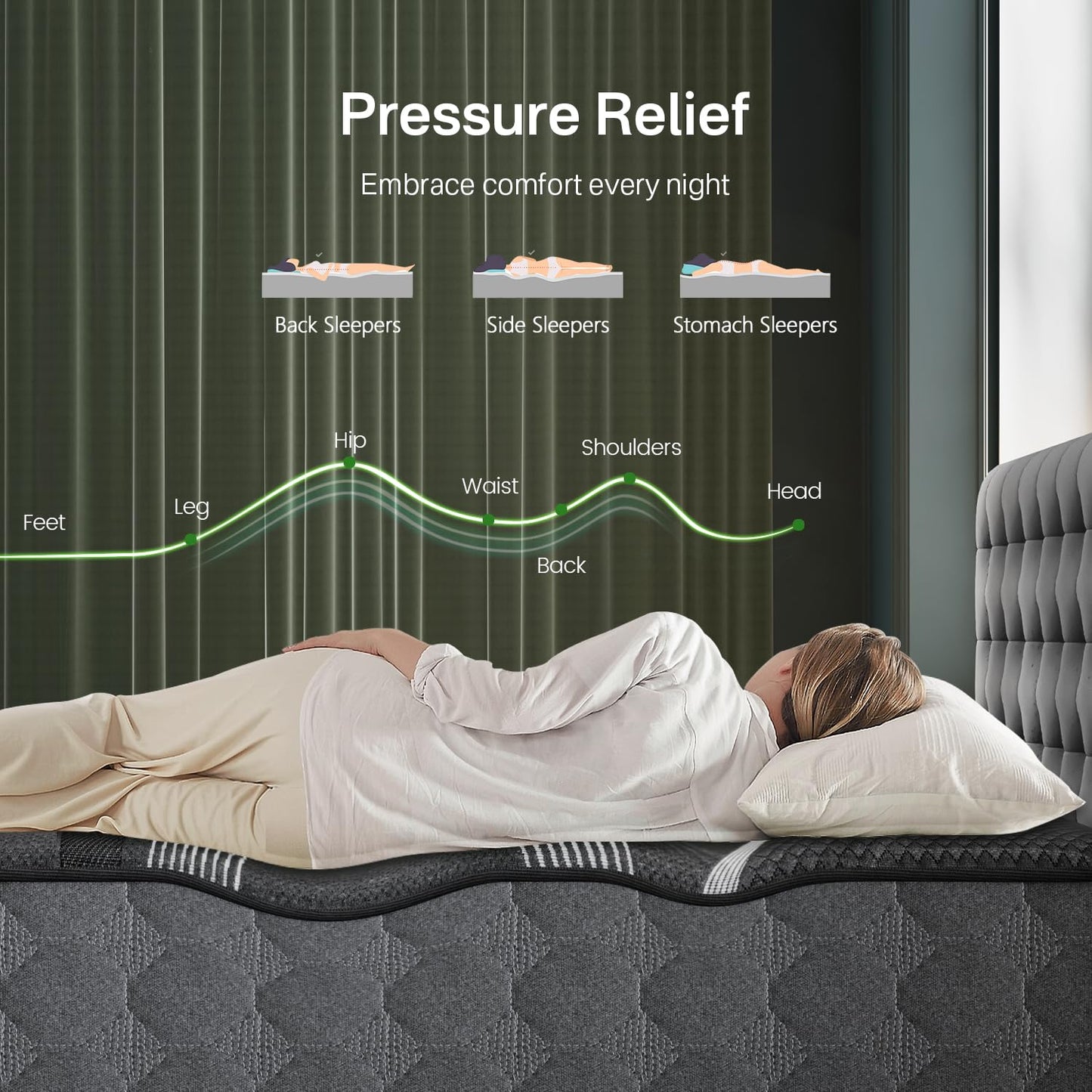 Twin Mattress, Upgraded 8 Inch Luxury Hybrid Twin Size Mattress in a Box, Cooling Gel Memory Foam & Pocket Springs, Pressure Relief, Medium Firm, Fiberglass-Free, Breathable Cover, 365-Night Trial