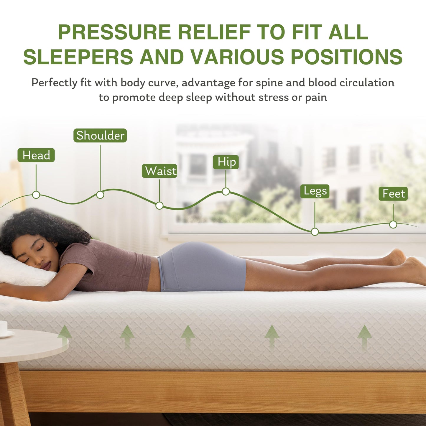 EGOHOME King Size Memory Foam Mattress, 12 Inch Bed Mattress in a Box with Cooling Green Tea Gel, Relieve Pressure with Medium Firm Support, CertiPUR-US Certified, 80''L x 76''W, White