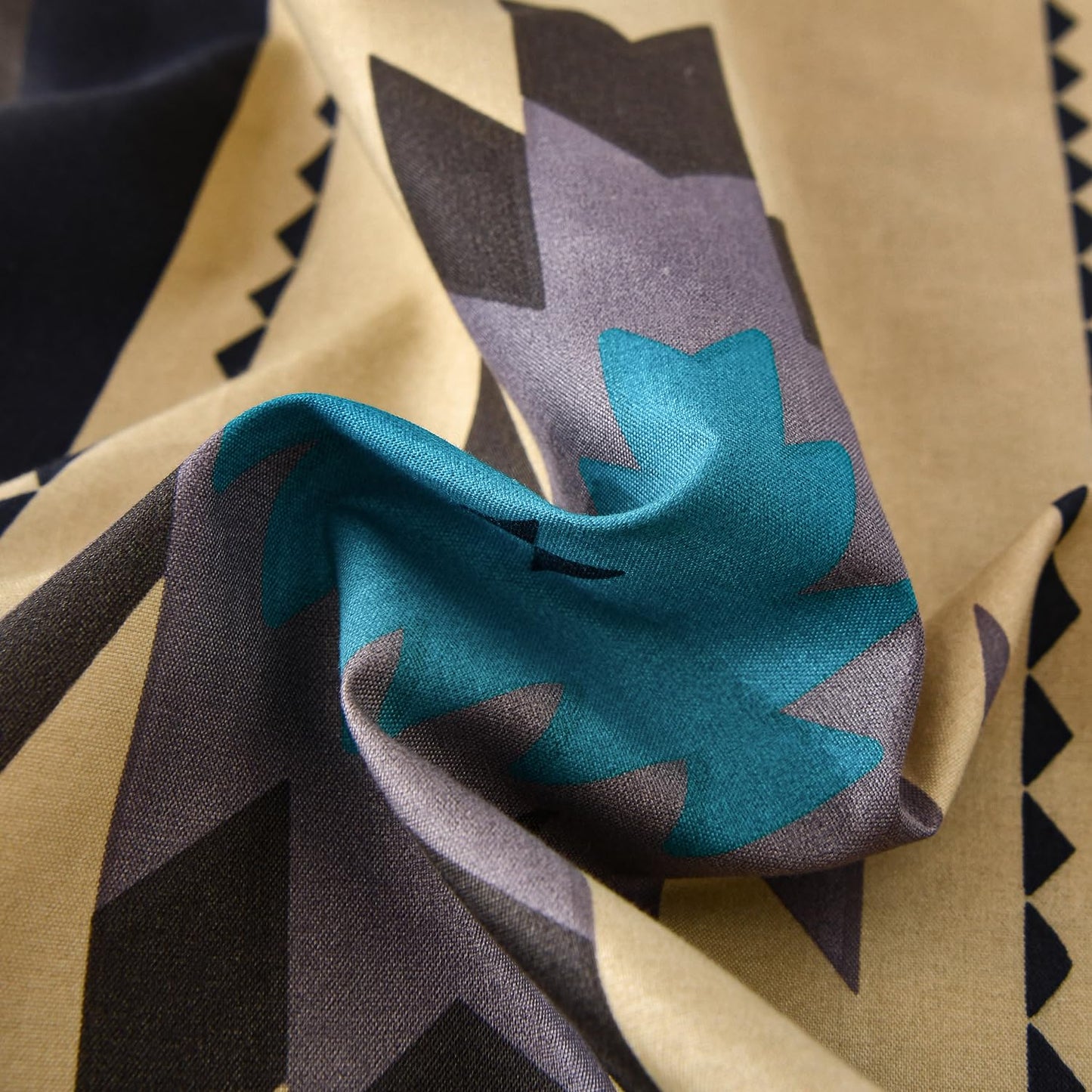 Chezmoi Collection Prescott 3-Piece Southwestern Microfiber Sheet Set, Printed Geometric Tribal Multicolor Teal Beige Black Gray Bed Sheets, Twin XL Size