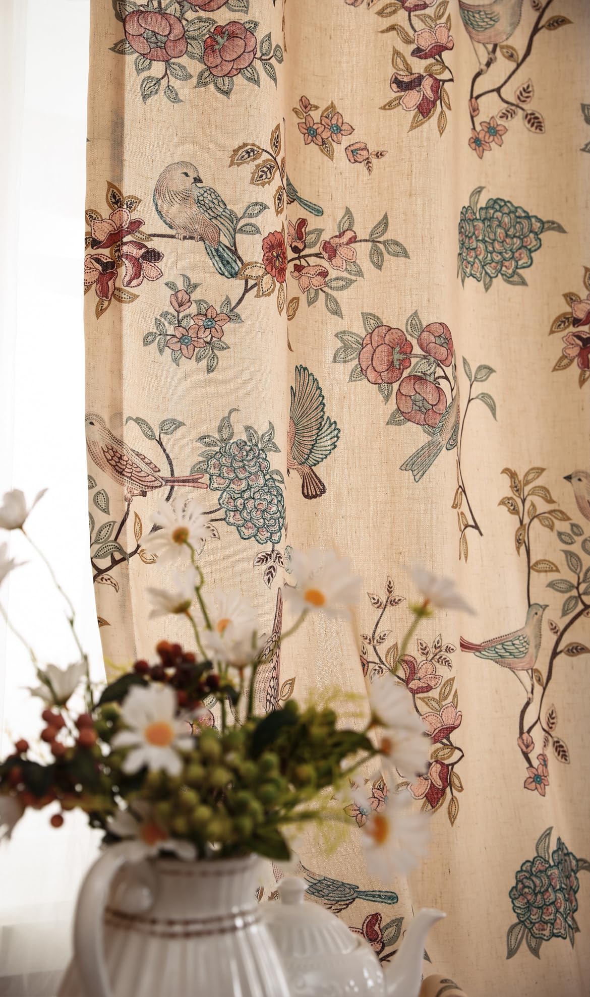 patdrea Designer Vintage Linen Curtains Set of 2 Panels,53"x79"-Kulom