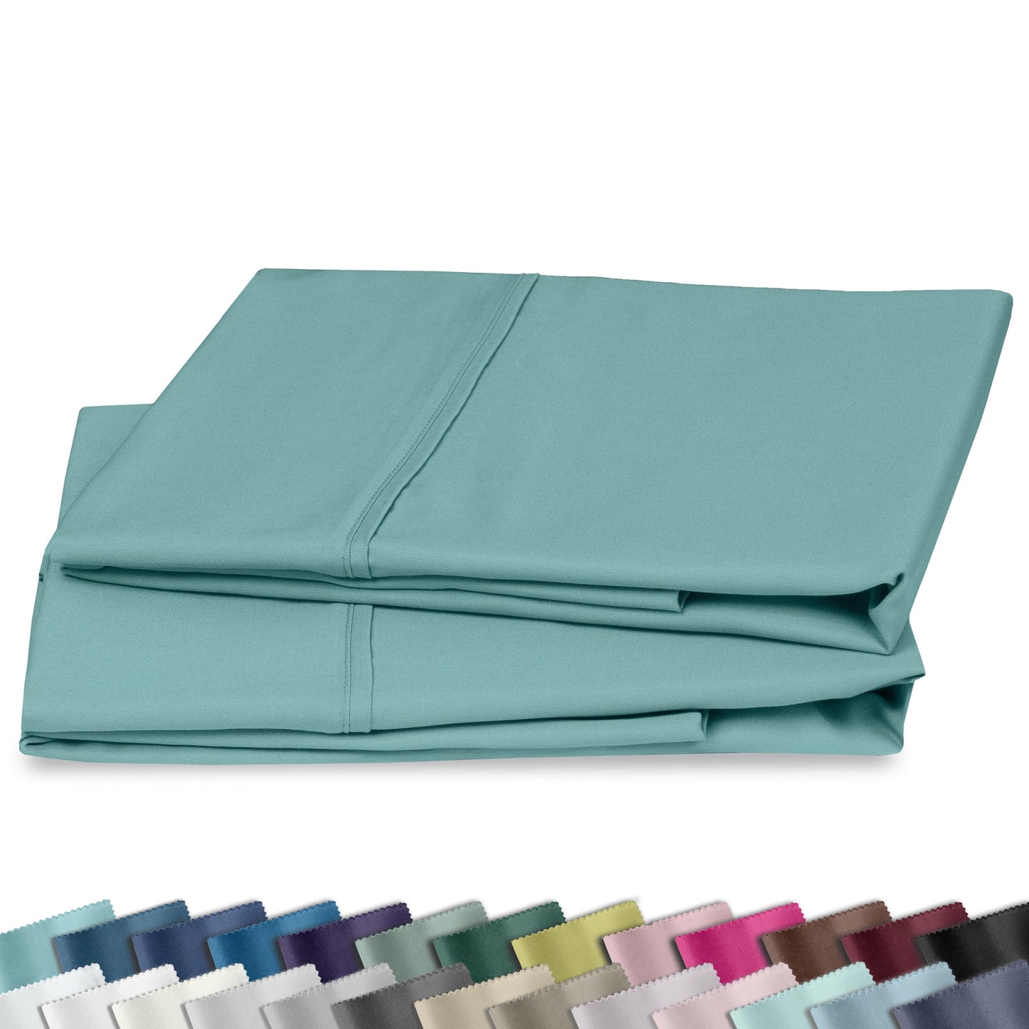 California Design Den Standard Queen Size Pillowcase Set - 400 Thread Count, 100% Cotton Sateen, Set of 2 Pillow Covers, Soft and Breathable - Teal