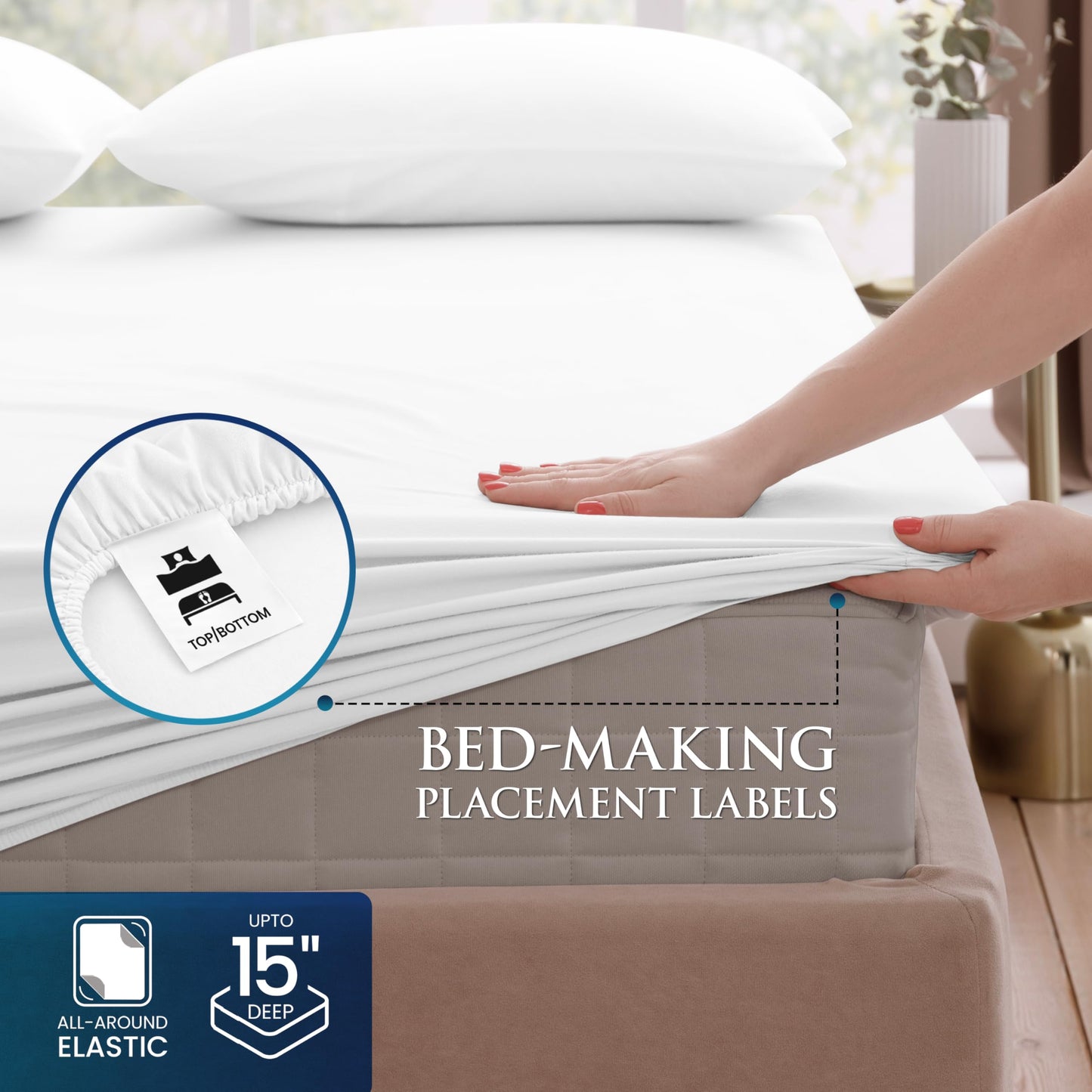Utopia Bedding Queen Sheet Set, Soft Microfiber 4 Piece Bed Sheets with 15" Deep Pocket - Easy Care Brushed Microfiber (Queen, White)