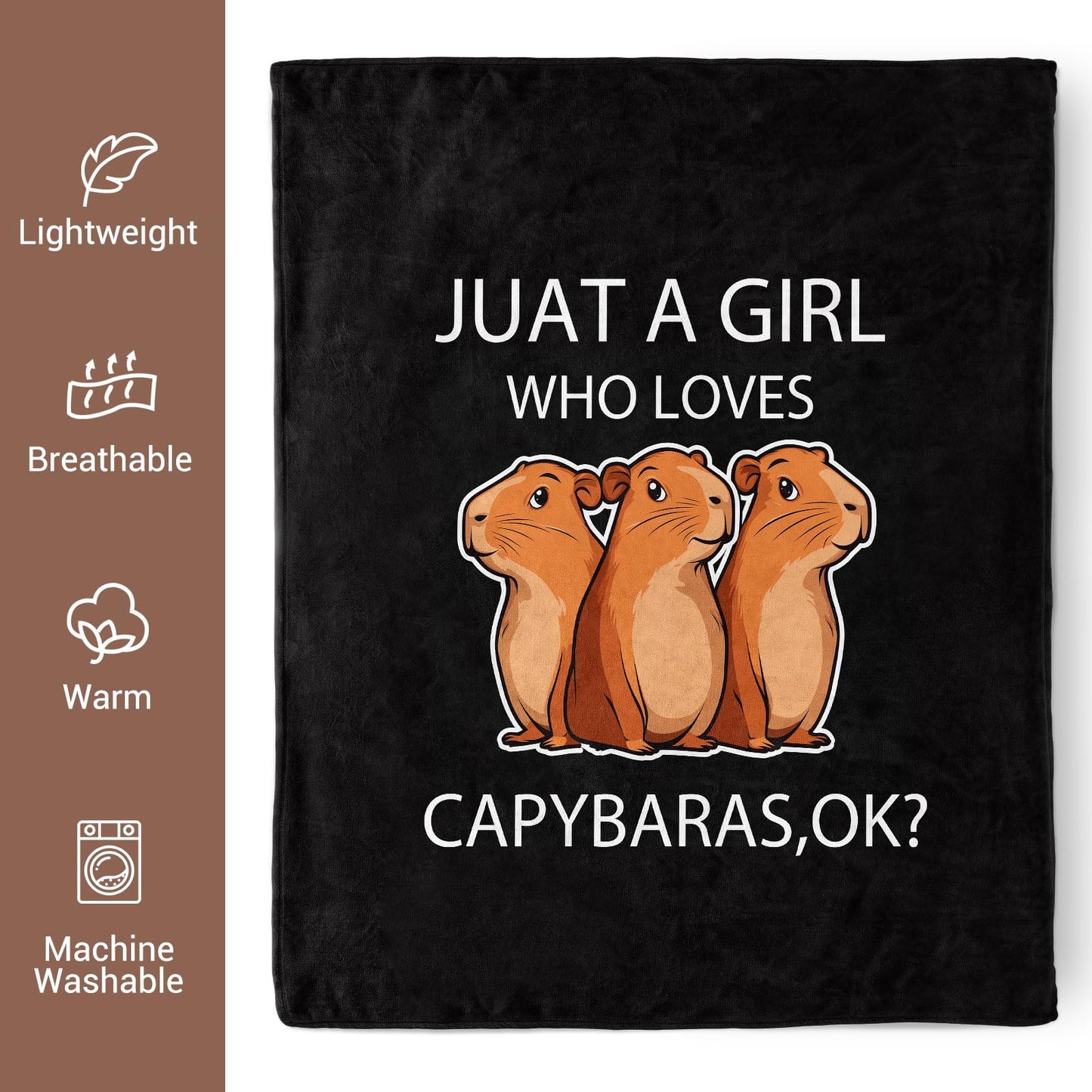 Capybara Blanket, Capybara Gifts for Girls, Soft Blanket for Girls Room Decor, Cozy Throw Blankets Christmas Birthday Gifts for Toddles Teens Couch Bed 60" X 50"