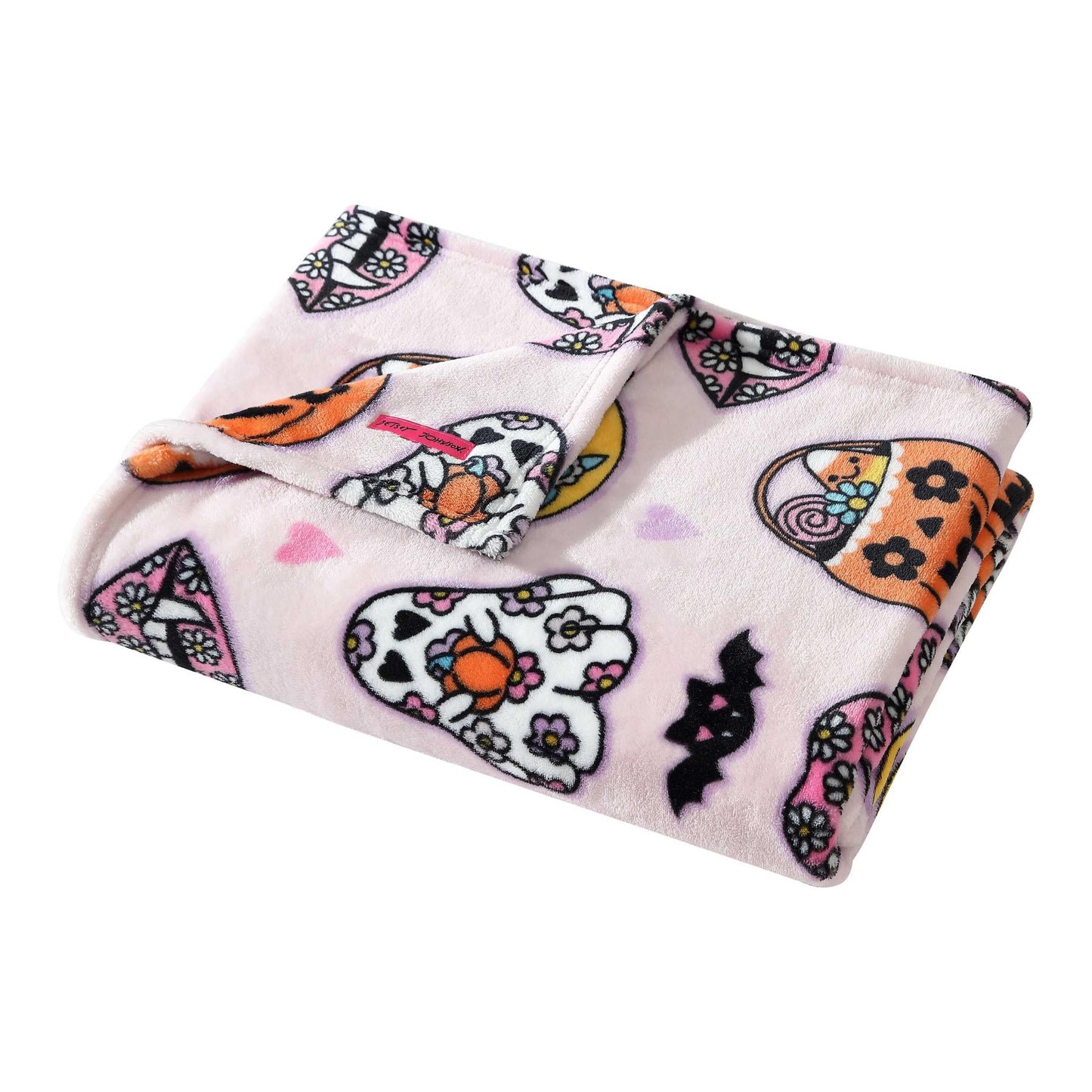 Betsey Johnson - Blanket, Buttery-Soft Throw Blanket for Couch or Bed, Boldly Plush & Oversized Bedding (Retro Halloween Pink, 50" x 70")