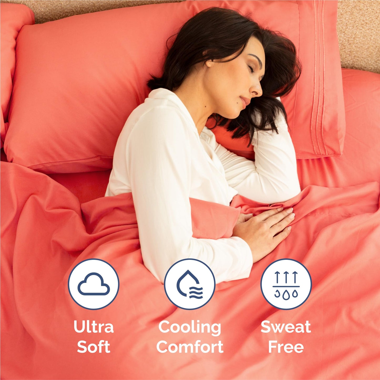 Split King Size 5 Piece Sheet Set - Comfy Breathable & Cooling Sheets - Hotel Luxury Bed Sheets for Women & Men - Deep Pockets, Easy-Fit, Soft and Wrinkle Free Sheets - Coral Oeko-Tex Bed Sheet Set