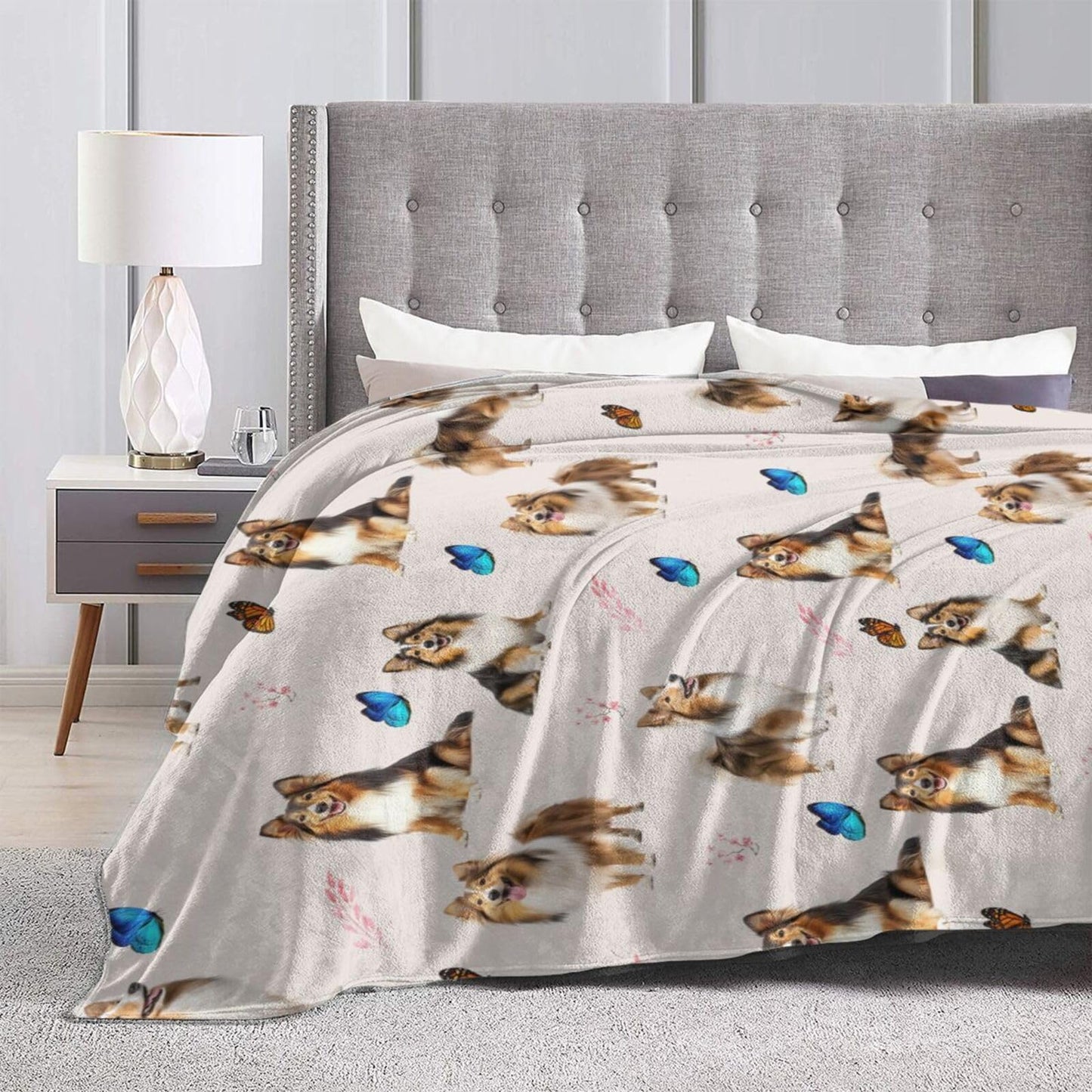 Sheltie Shetland Sheepdog Throw Blanket Dogs Lover Flannel Blankets Plush Super Soft Cozy Warm Decor Gifts for Boys Girls Kids Adults Men Women 40" x 50"