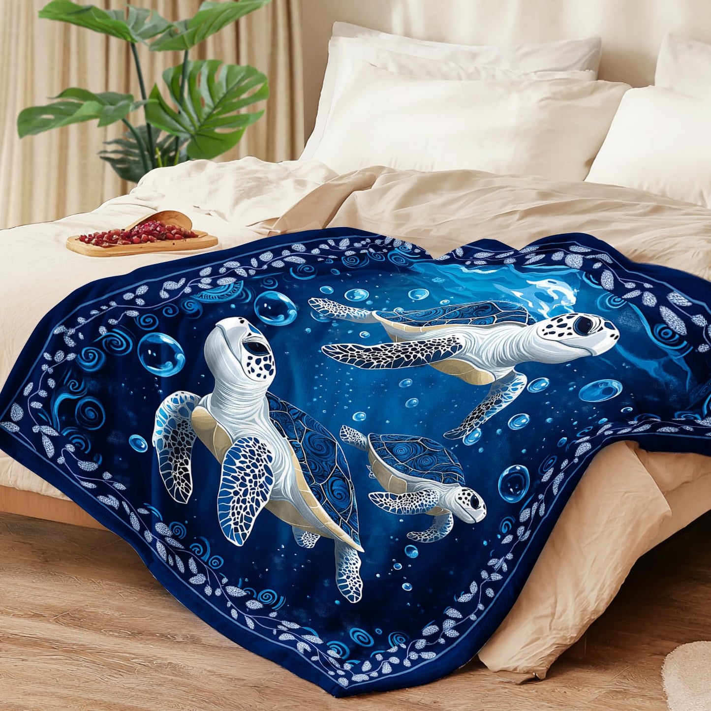 Sea Turtle Blanket Sea Turtle Fleece Throw Blanket Super Soft Fuzzy Plush Cozy Warm Stuffed Bedding Stuffed Blankets Gift for Boys Girls Men Women Kids & Adult 50"X40"