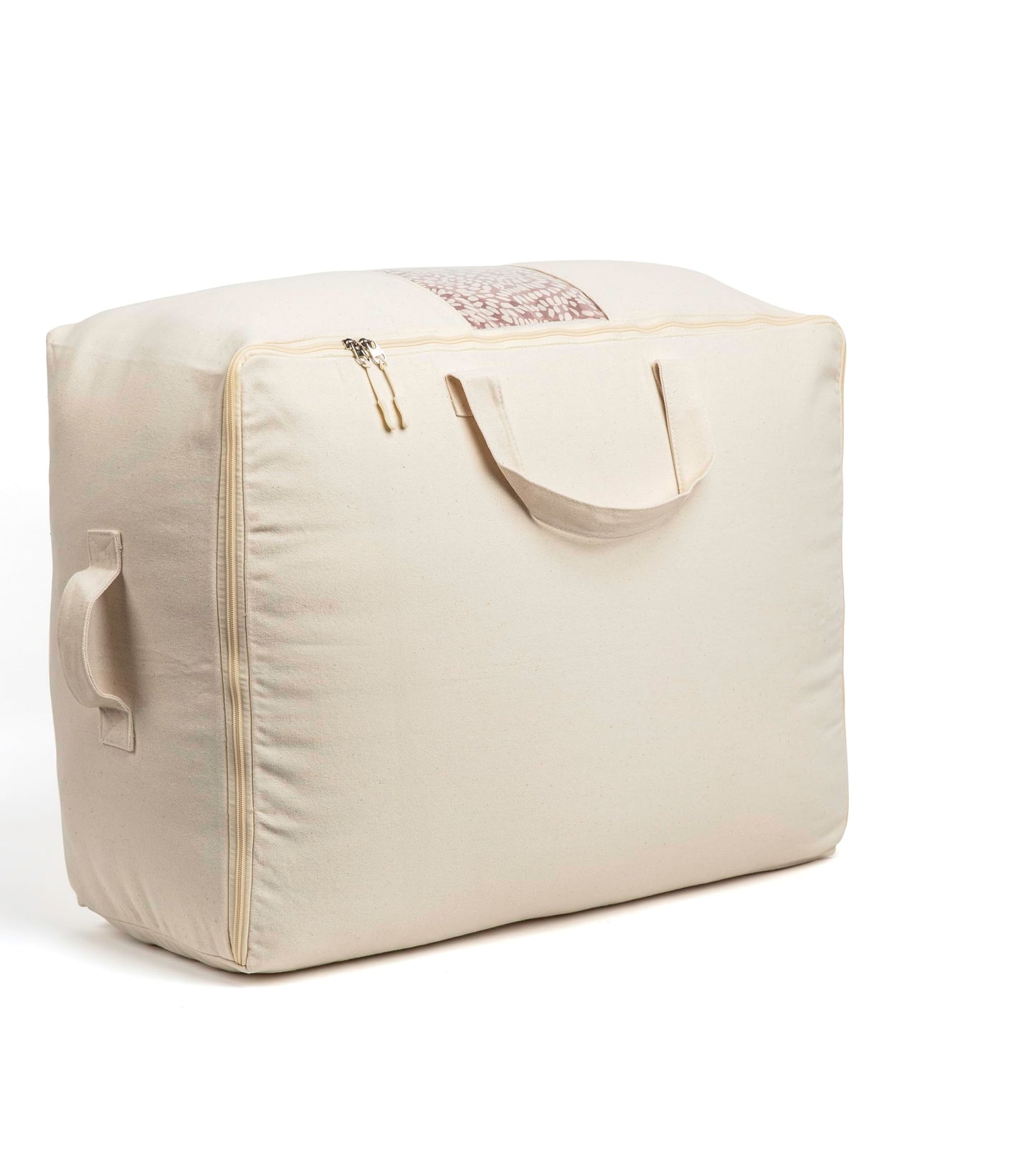 Soft Canvas Storage Bags with Zipper. Thick Breathable, 1pc King/Queen Comforter Organizer. Four Carrying Handles and Window. Large 25x19x9in Bag for Sheets Blankets Bedding Pillows, Clothes