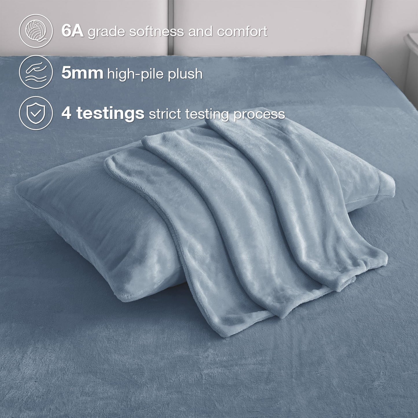 Softan Fleece Sheets Queen Size, Flannel Like Soft, Fuzzy Warm Plush Sheets, Velvet Polar Microfleece Bedding for Winter, Baby Blue