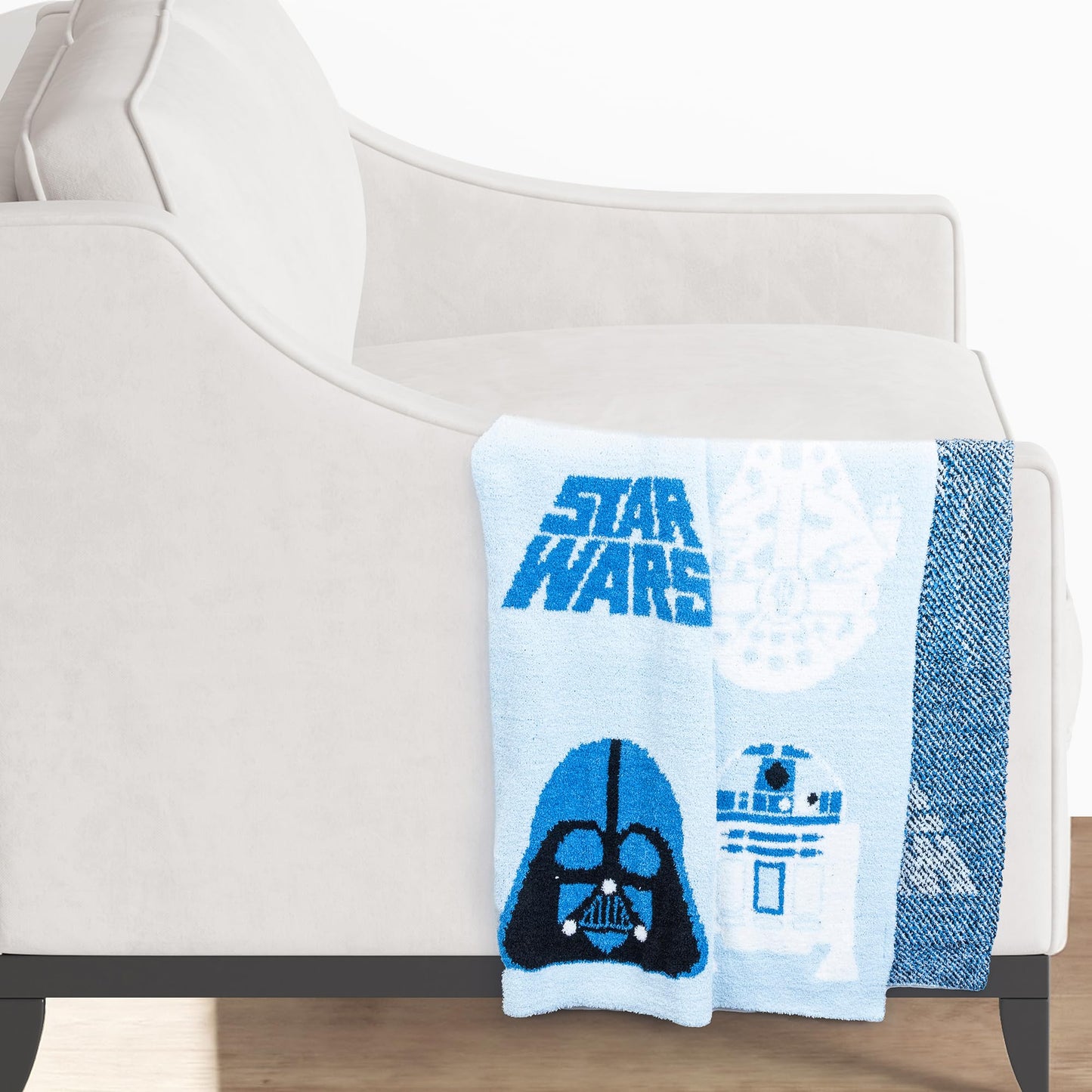 Jay Franco Star Wars Feather Knit Fluffy Throw Blanket - Darth Vader and R2D2 Fuzzy Blanket Measures 50 x 60 inch - Super Soft Lightweight Bedding