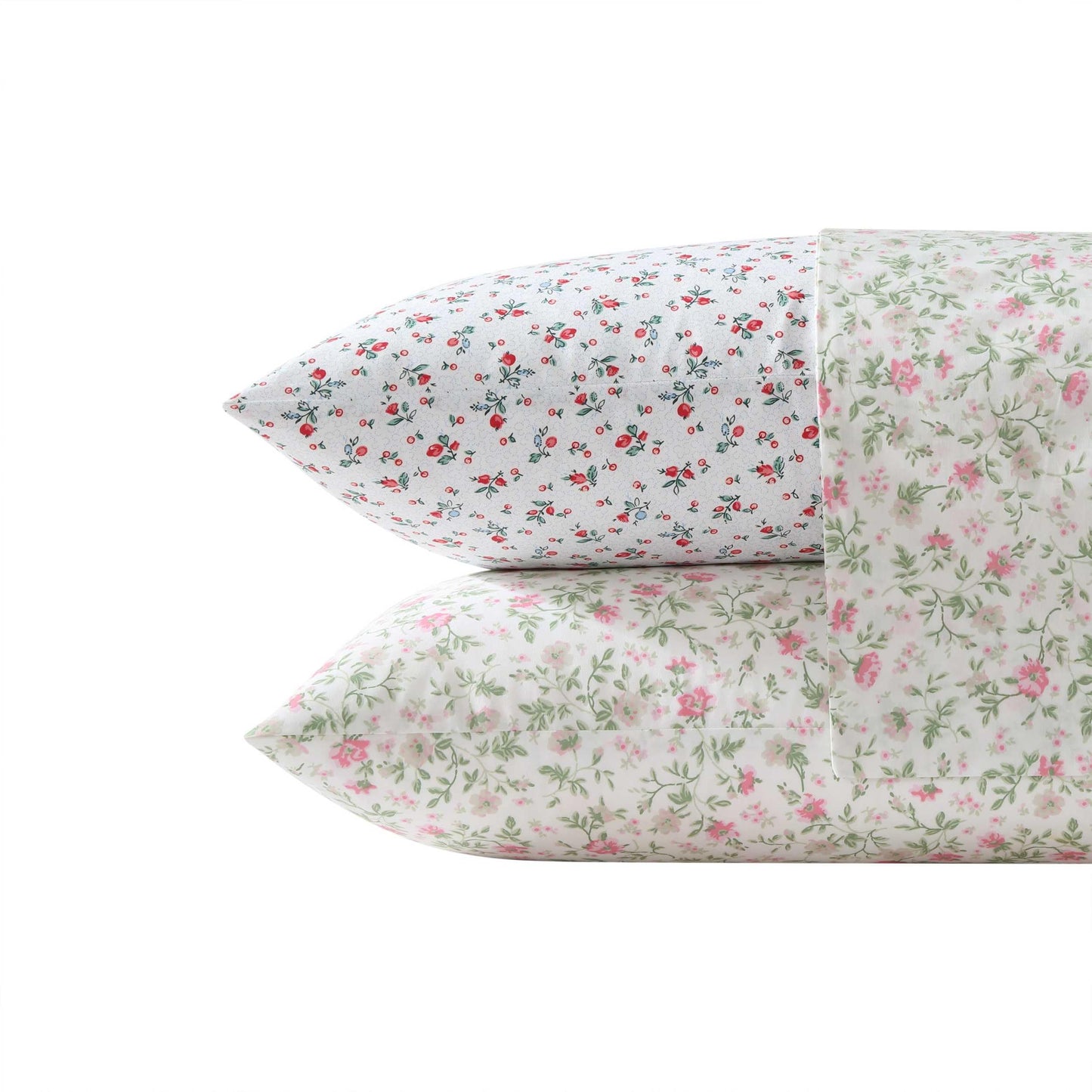 Laura Ashley - King Sheet Set, Super Soft Cotton Percale Bedding Set with Matching Shams, Oeko-Tex Certified (Bonnie Pink, King)