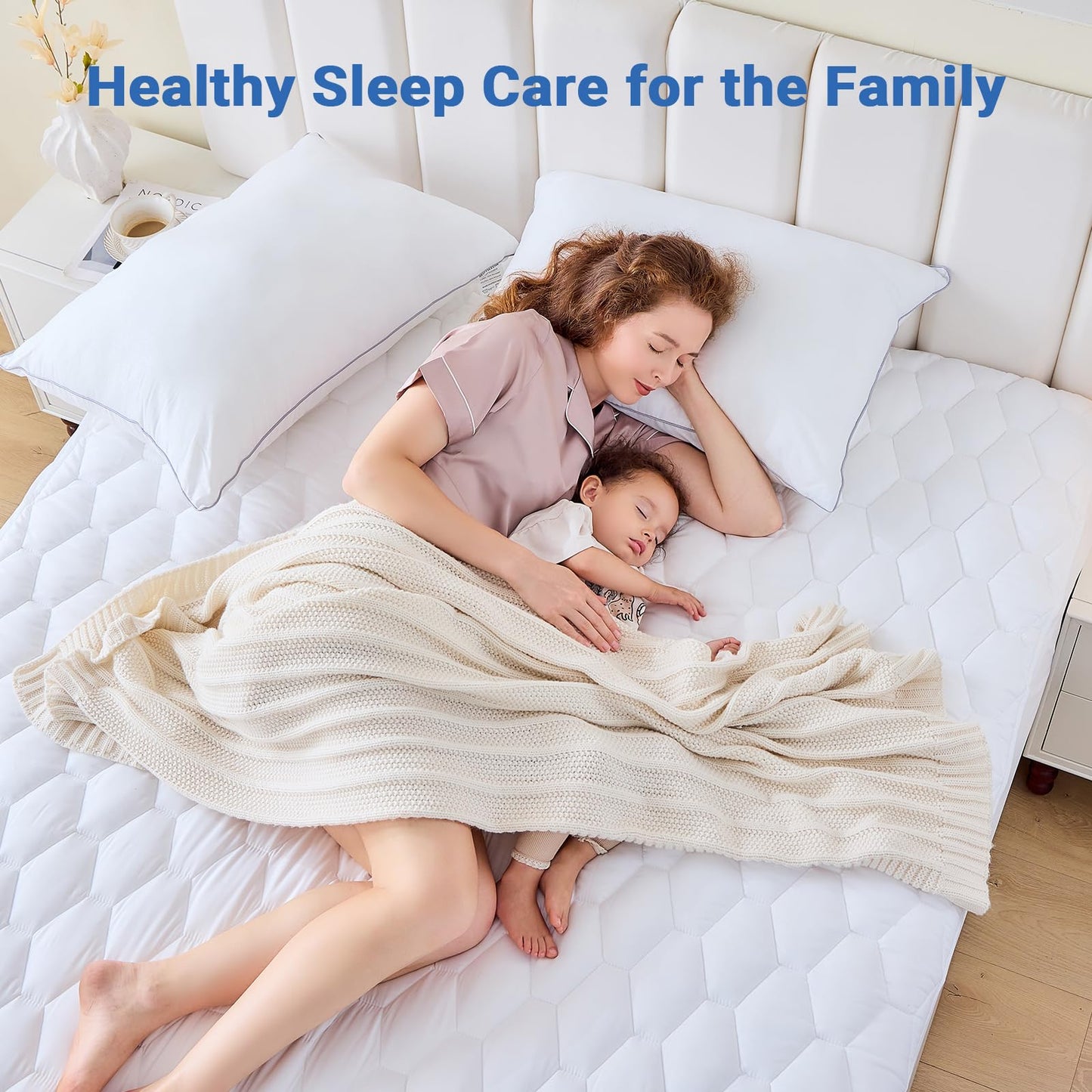 MUXHOMO Full Size Mattress Protector, 100% Waterproof Quilted Full Mattress Cover, Noiseless Soft & Cooling Mattress Pad, Deep Pocket 6"-21", White