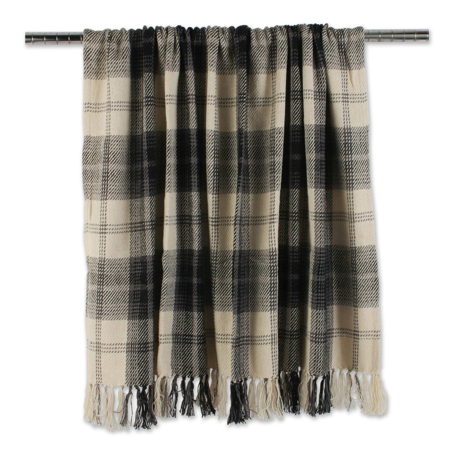 DII Farmhouse Woven Throw, 50x60 with 3" Fringe, Black, 1 Piece