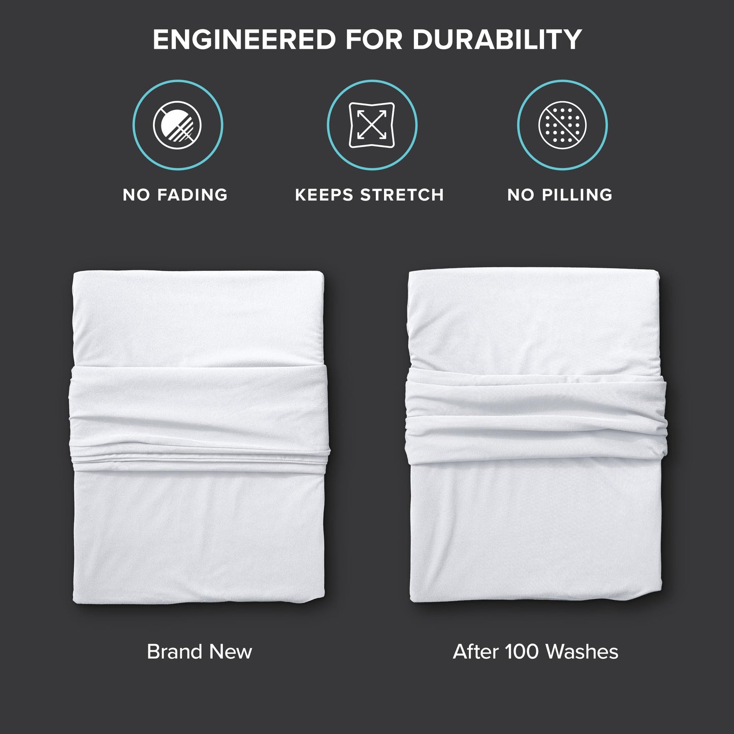 Bare Home Cooling Performance Jersey Knit Stretch Sheet Set, Moisture-Wicking & Breathable, 4-Way Stretch Bed Sheets, Envelope Pillowcases (Full, White)