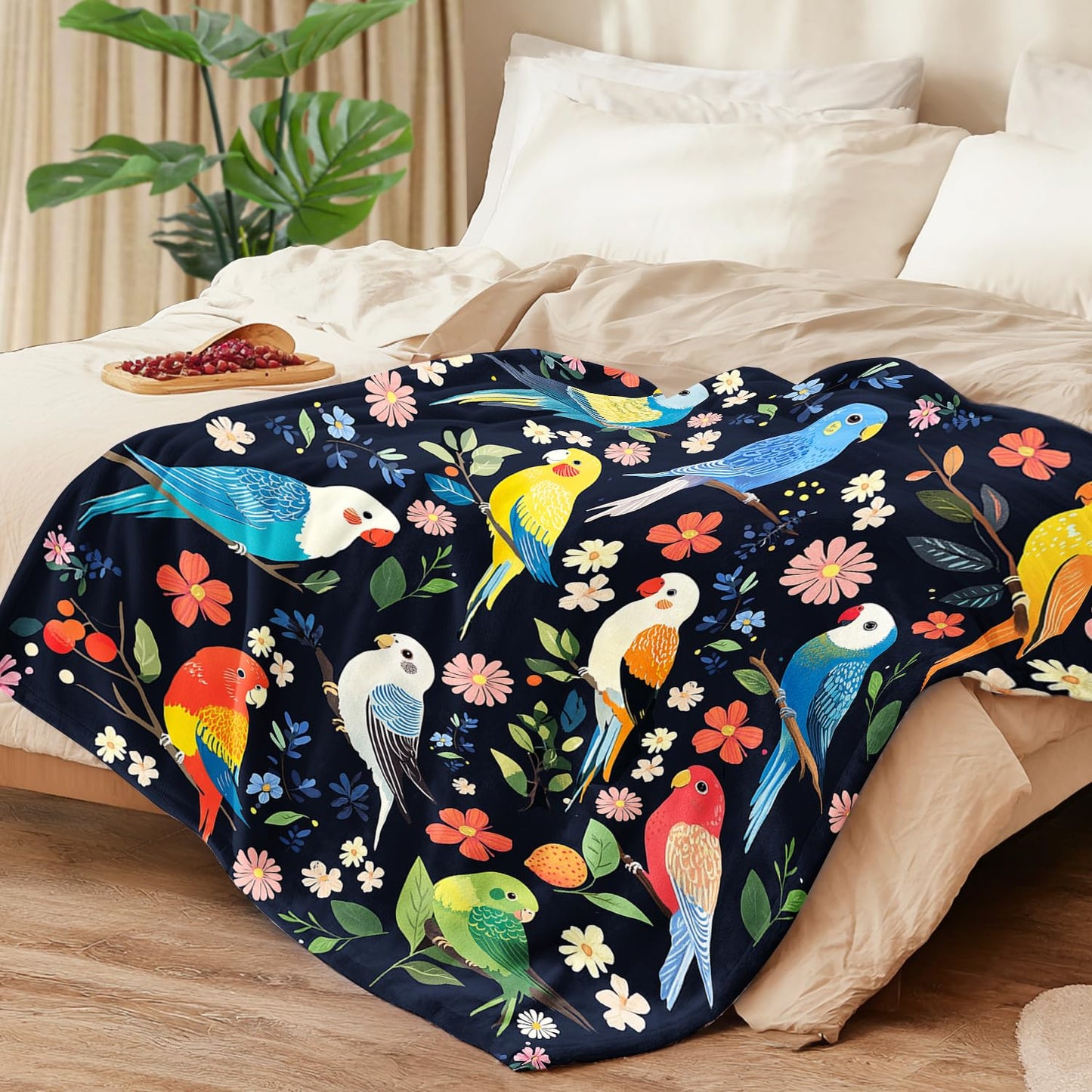 Cockatiel Blanket Cockatiel Parrot Bird Fleece Throw Blanket Super Soft Fuzzy Plush Cozy Warm Parrot Decor Stuffed Bedding Blankets Gift for Boys Girls Men Women Kids & Adult 50"x40"