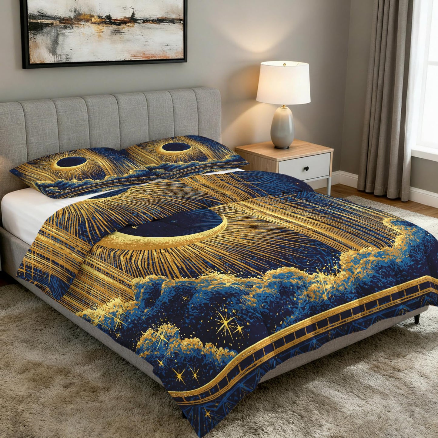 Boho Celestial Full Size Comforter Sets 3 Piece