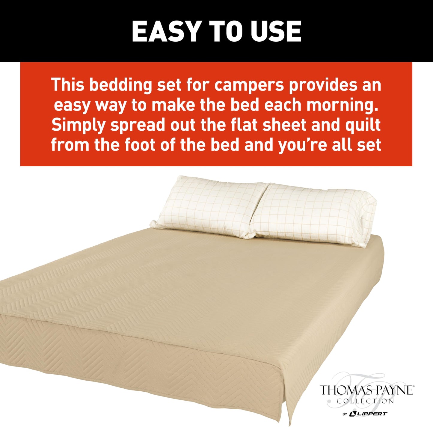 Lippert Easy Zzzs™ RV Bedding Set - Short Queen, Tan Brown